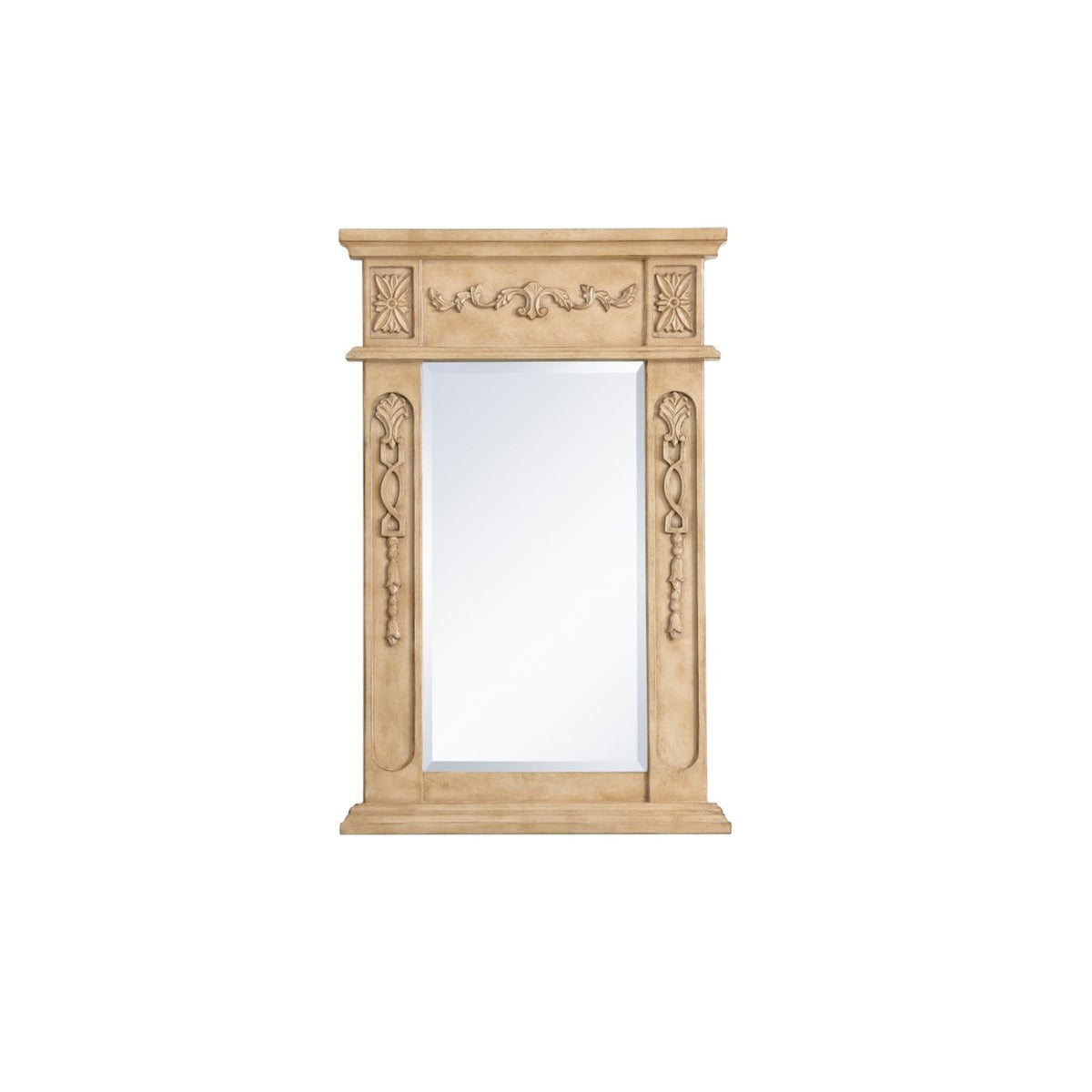 Wood Frame Mirror 18 Inch X 28 Inch In Antique Beige