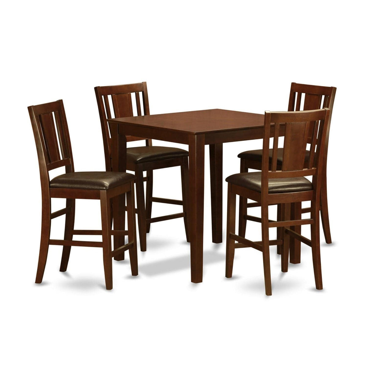 Casafoyer Vernon 5 Piece Counter Height Set Includes A Square Kitchen Table And 4 Faux Leather Upholstered Dining Chairs, 36X36 Inch, Vnbu5-Mah-Lc