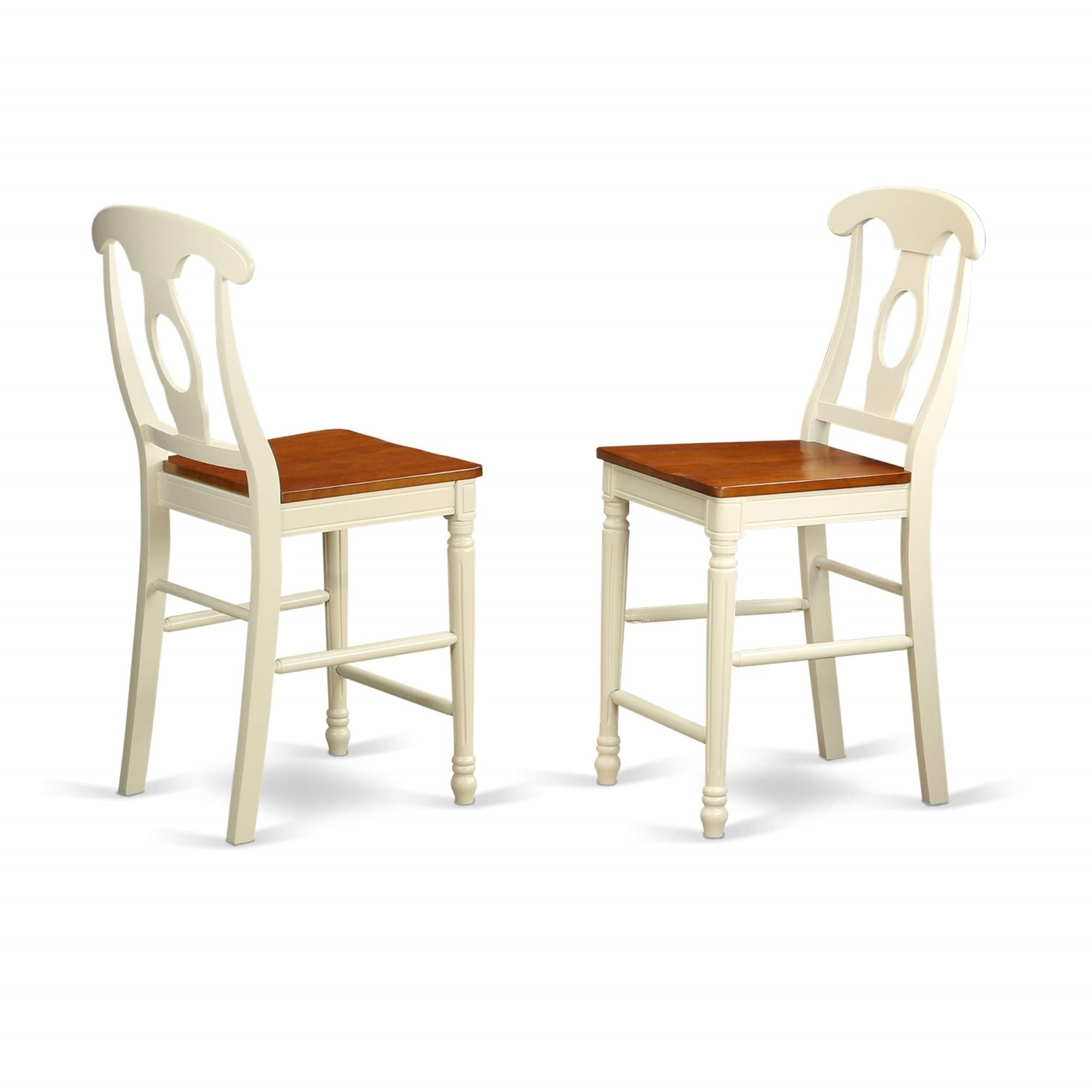 Casafoyer Vnke3-Whi-W 3 Piece Kitchen Counter Set For Small Spaces Contains A Square Dining Room Table And 2 Dining Chairs, 36X36 Inch, Buttermilk & Cherry