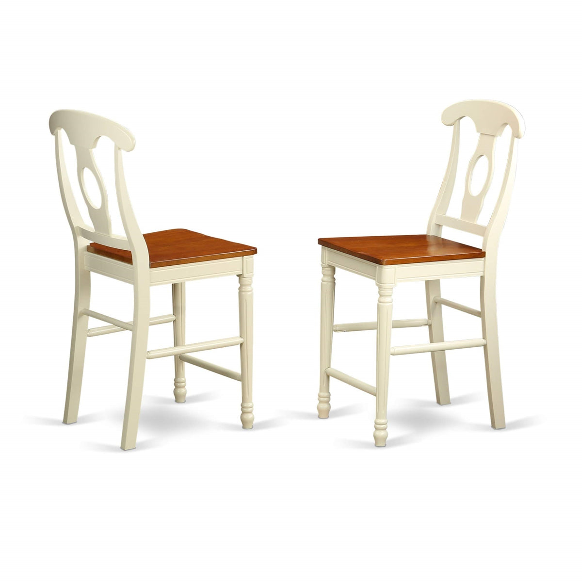 Casafoyer Vnke3-Whi-W 3 Piece Kitchen Counter Set For Small Spaces Contains A Square Dining Room Table And 2 Dining Chairs, 36X36 Inch, Buttermilk & Cherry