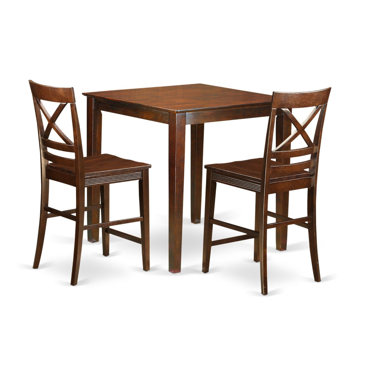 Casafoyer Vnqu3-Mah-W 3 Piece Counter Height Pub Set For Small Spaces Contains A Square Dining Room Table And 2 Kitchen Chairs, 36X36 Inch, Mahogany