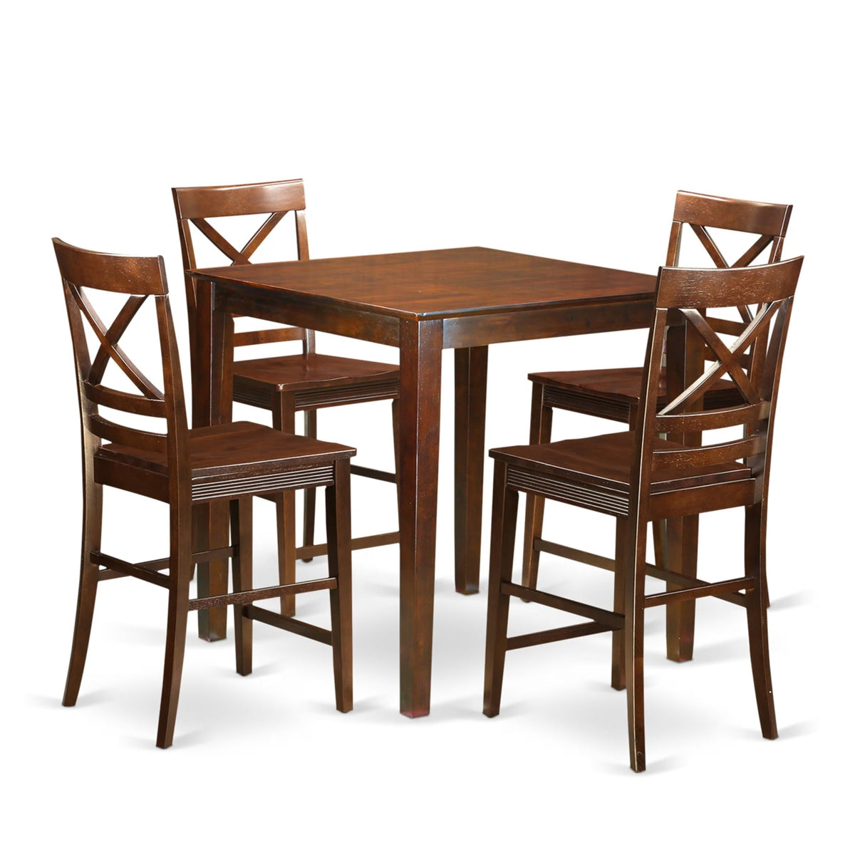 Casafoyer Vnqu5-Mah-W 5 Piece Counter Height Pub Set Includes A Square Dining Room Table And 4 Kitchen Chairs, 36X36 Inch, Mahogany