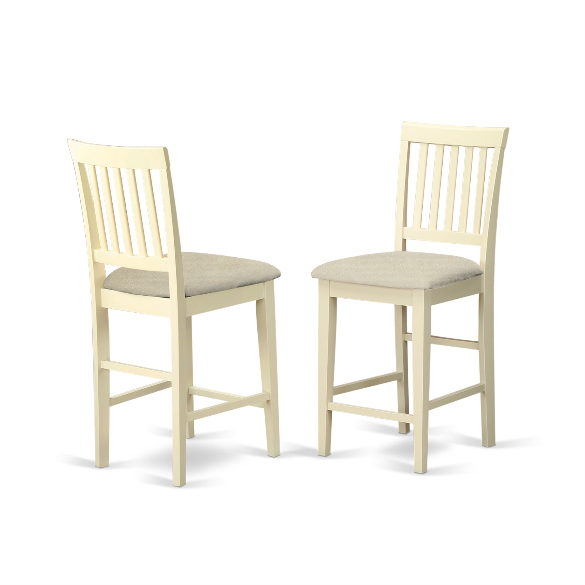 Casafoyer Vernon Counter Stool-Linen Fabric Pub Height Wooden Chairs, Set Of 2, Buttermilk & Cherry