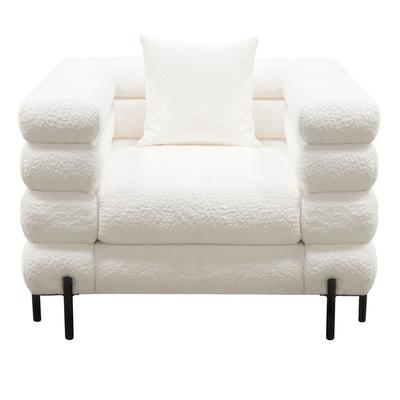 Vox Chair In Faux White Shearling W/ Black Powder Metal Legs By Diamond Sofa