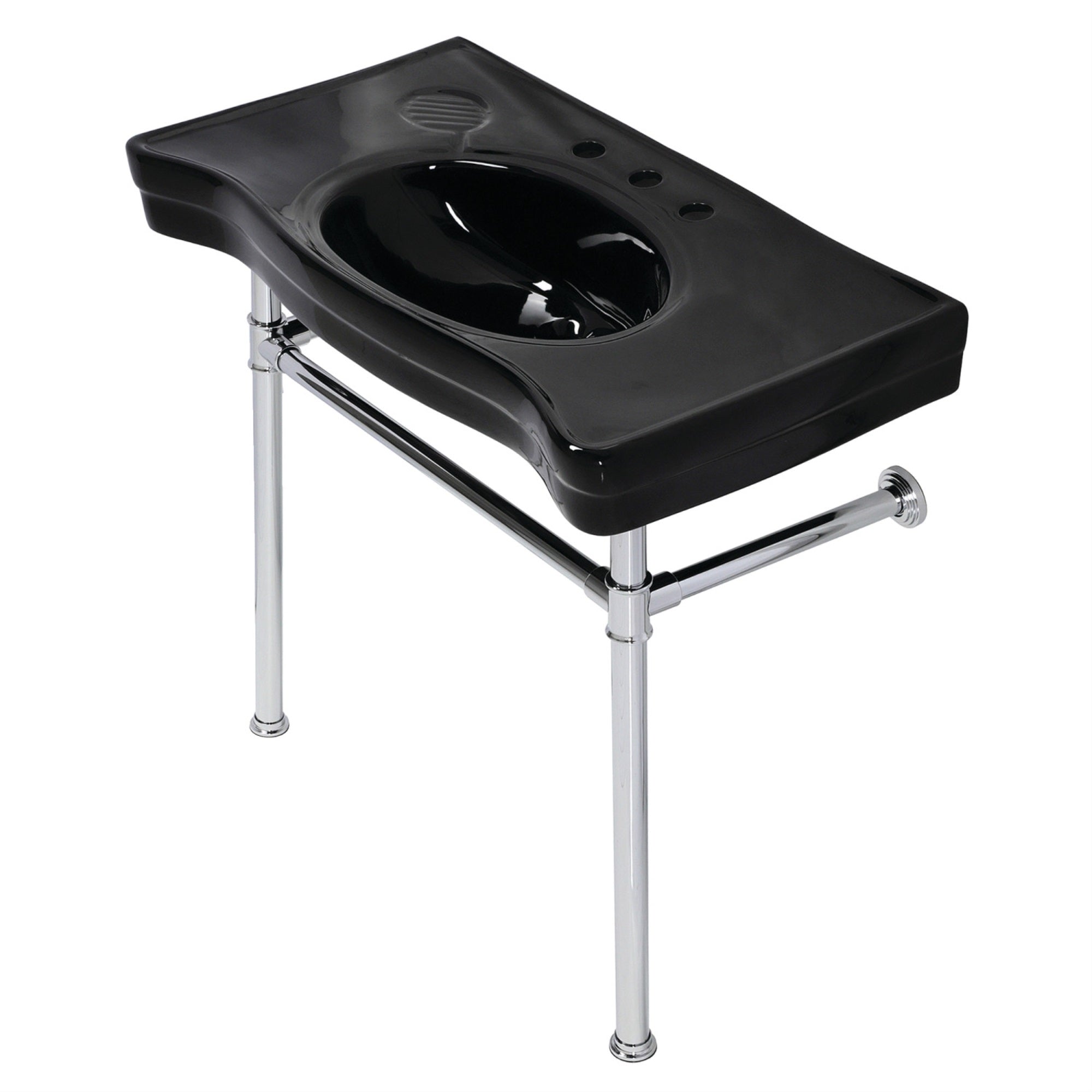 Fauceture Vpb136K1St Imperial Console Sink Basin With Stainless Steel Leg, Black/Polished Chrome