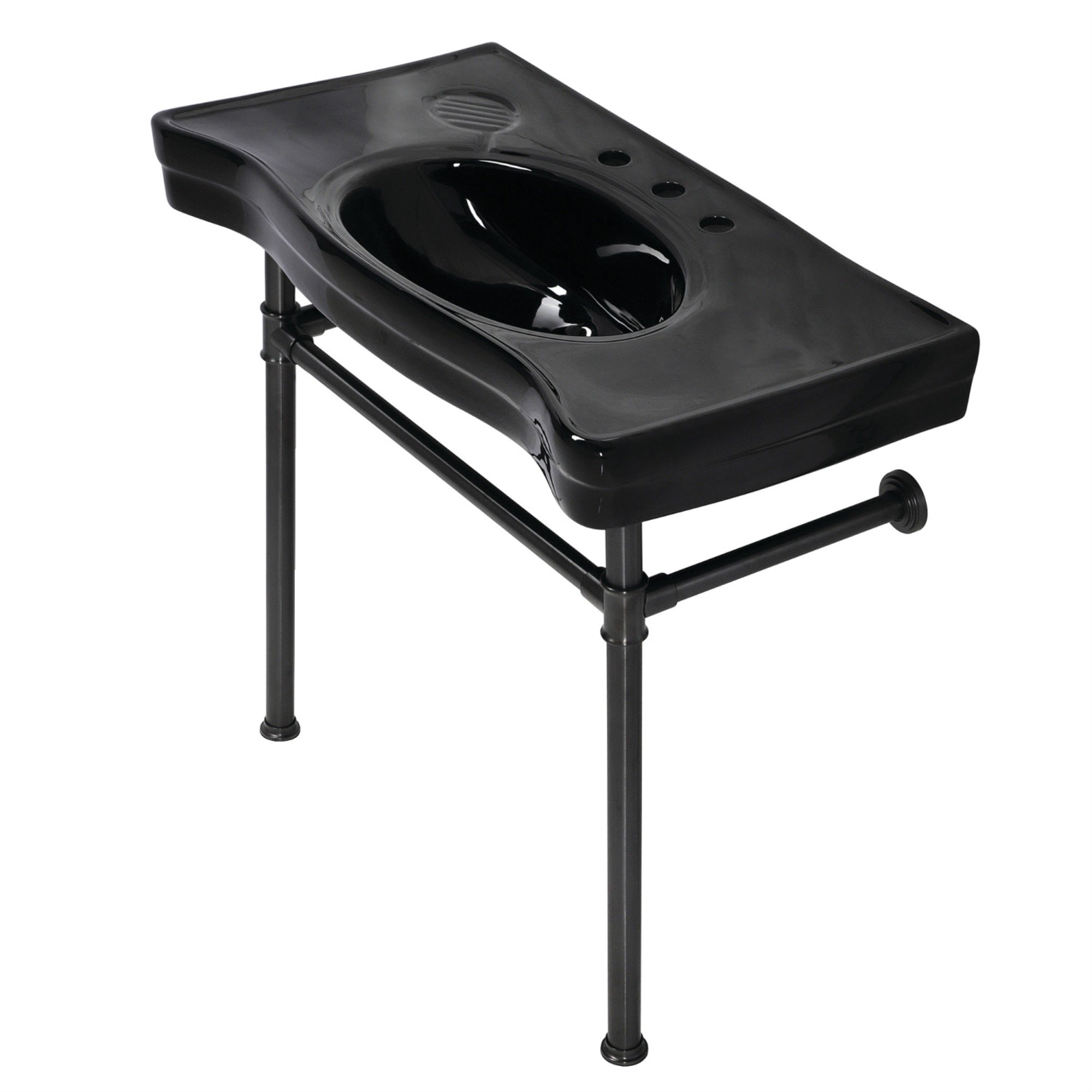 Fauceture Vpb136K5St Imperial Console Sink Basin With Stainless Steel Leg, Black/Oil Rubbed Bronze
