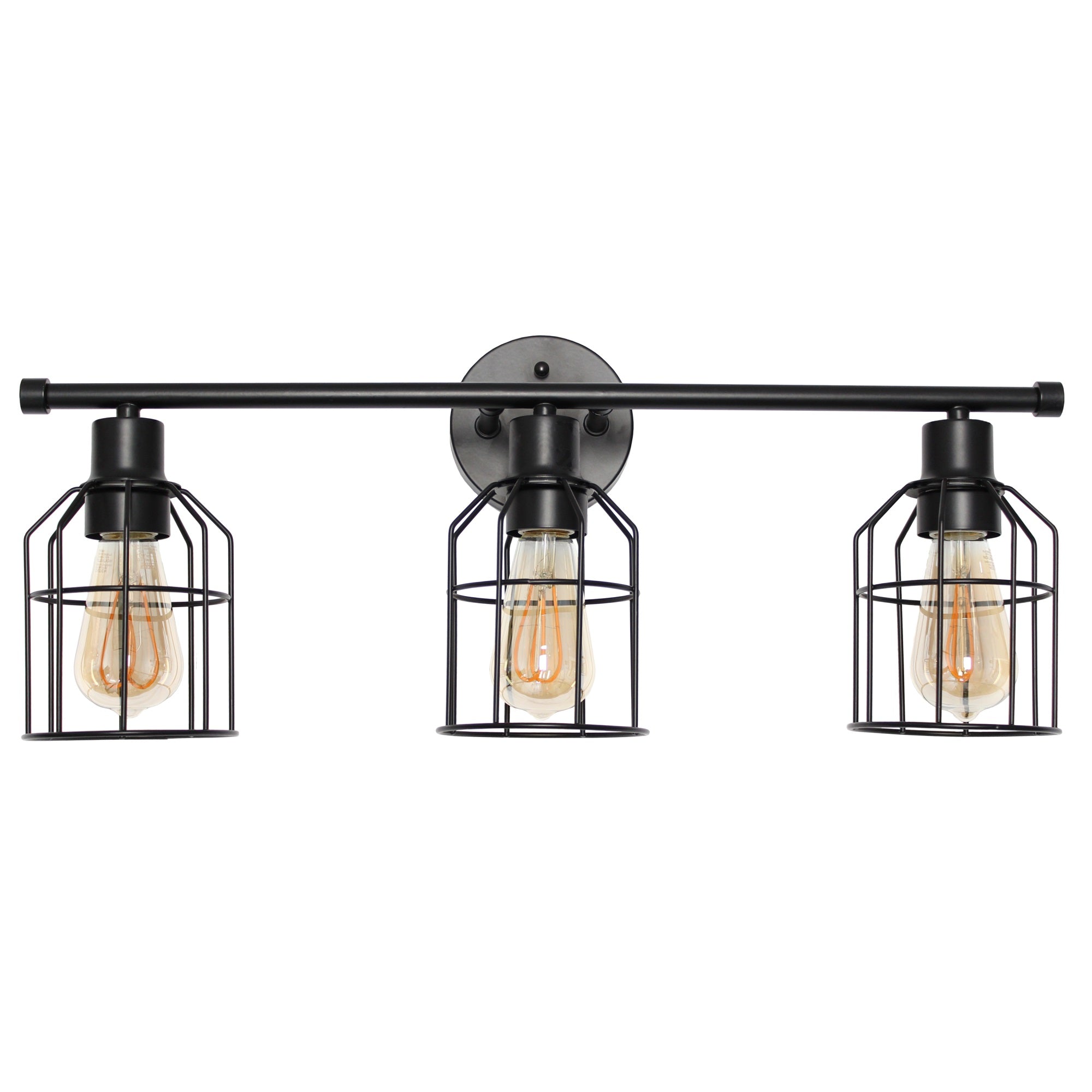 3 Light Cage Vanity Light, Matte Black