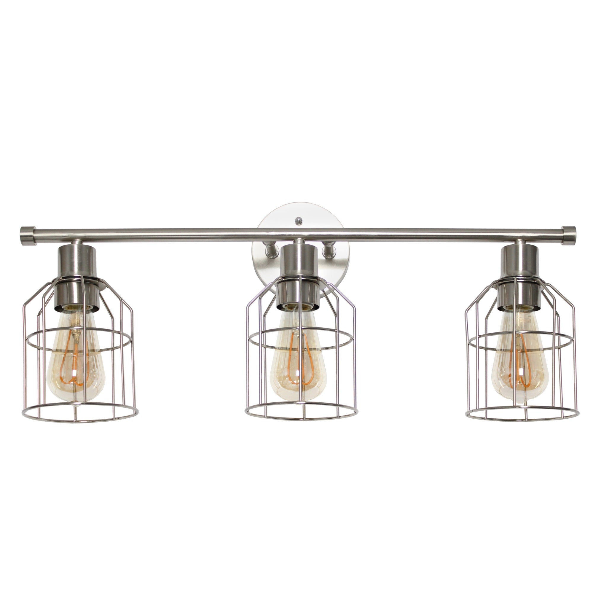 3 Light Cage Vanity Light, Brushed Nickel