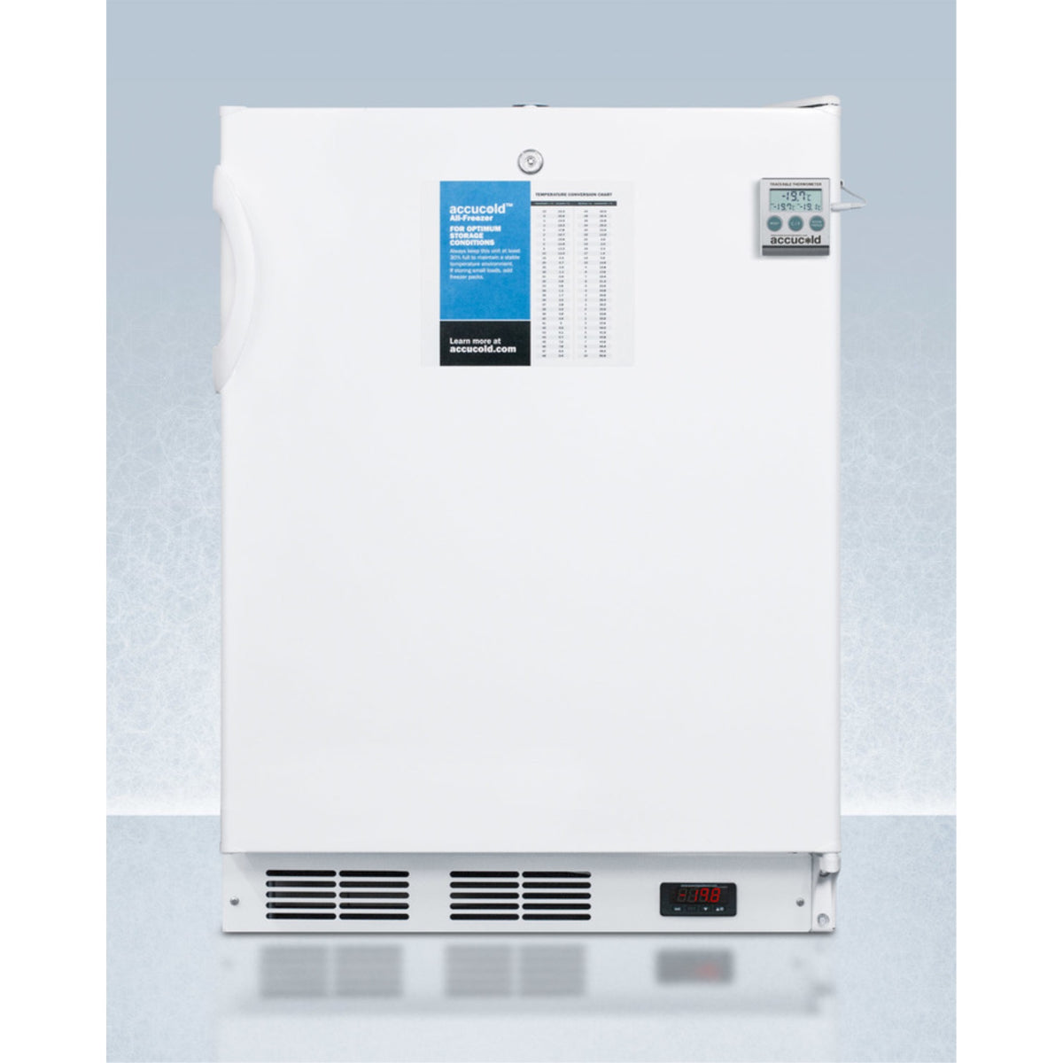 Ada Compliant 24 Wide All-Freezer For Freestanding Use, Manual Defrost With A Nist Calibrated Thermometer, Lock, And -25C Capa