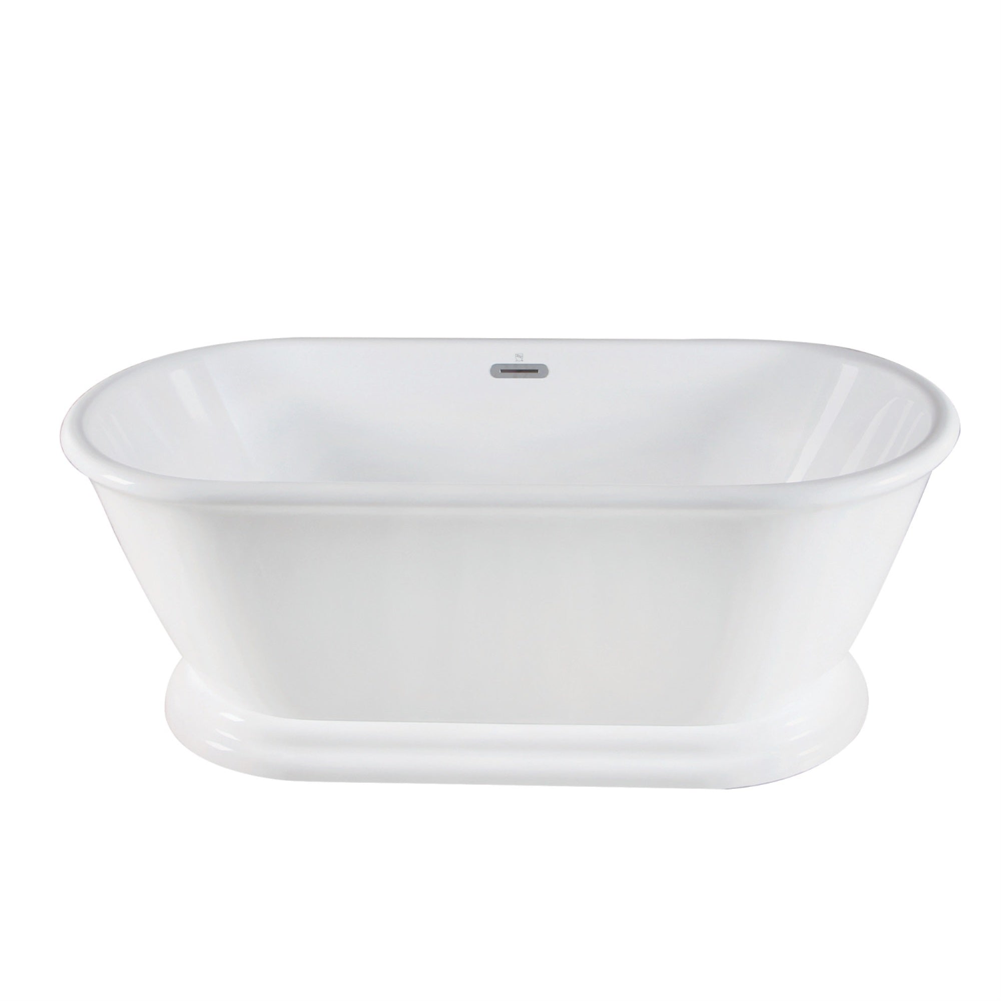 Aqua Eden Vtde602824 60-Inch Acrylic Double Ended Pedestal Tub With Square Overflow And Pop-Up Drain, White