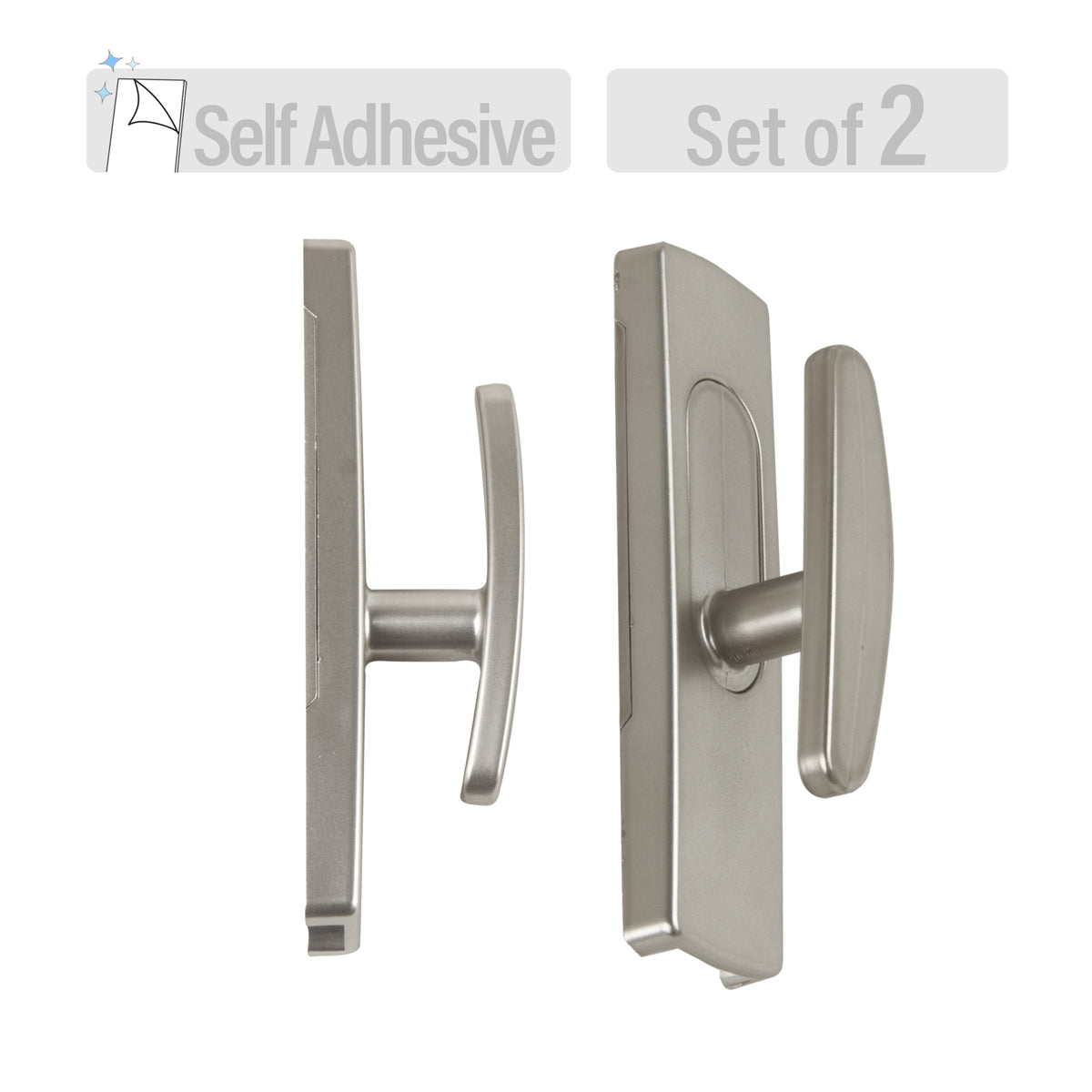Wall Hooks Self Adhesive (Set Of 2) - Satin Nickel