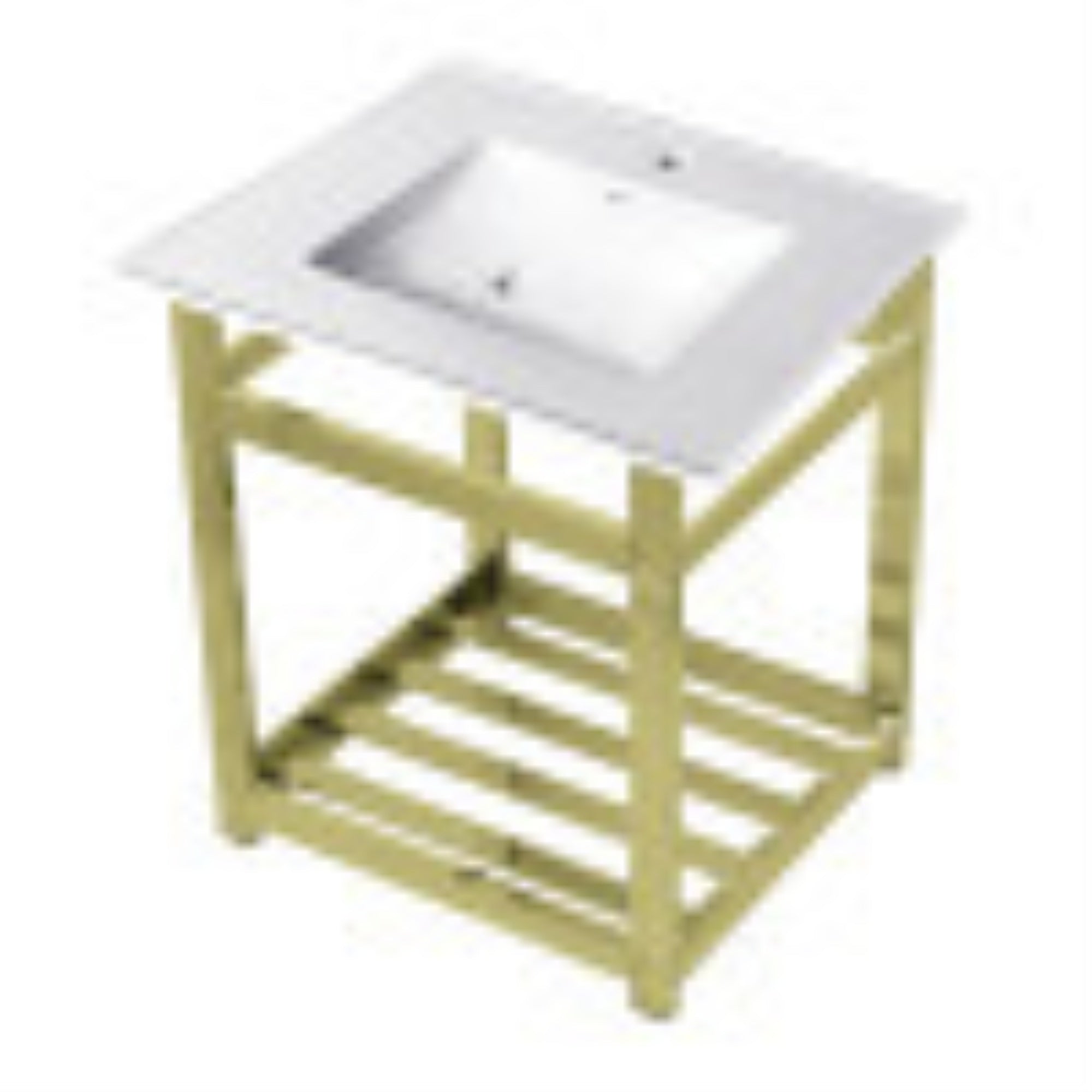 Kingston Brass Vwp2522A2 25-Inch Ceramic Console Sink (1-Hole), White/Polished Brass