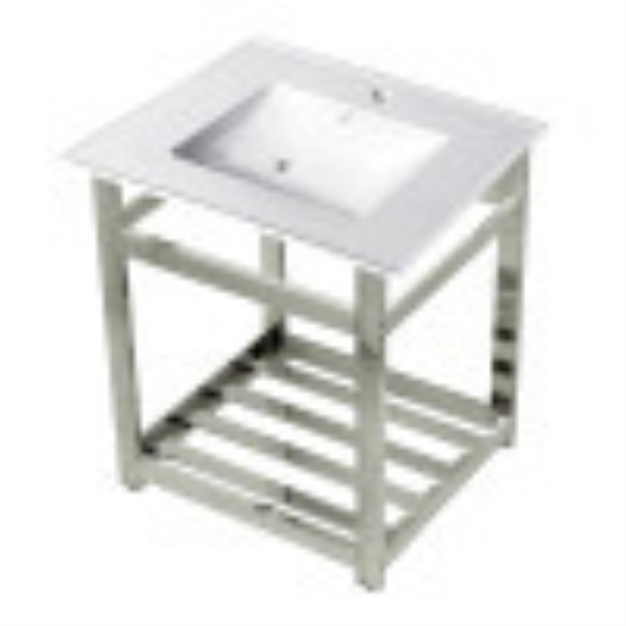Kingston Brass Vwp2522A6 25-Inch Ceramic Console Sink (1-Hole), White/Polished Nickel