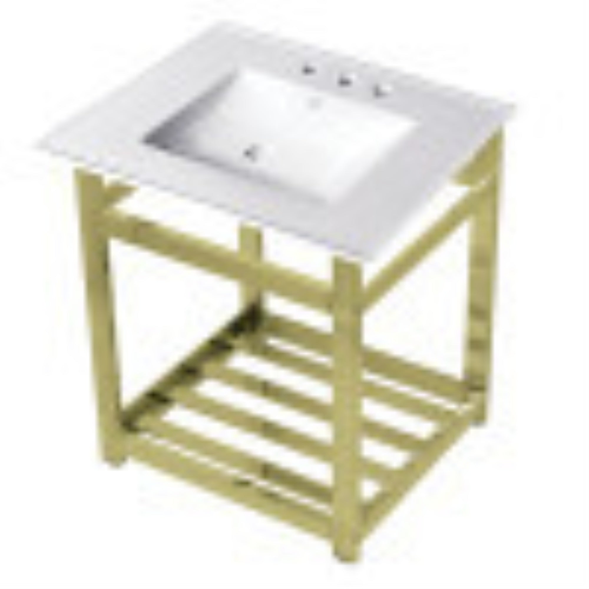 Kingston Brass Vwp2522W4A2 25-Inch Ceramic Console Sink (4-Inch, 3-Hole), White/Polished Brass