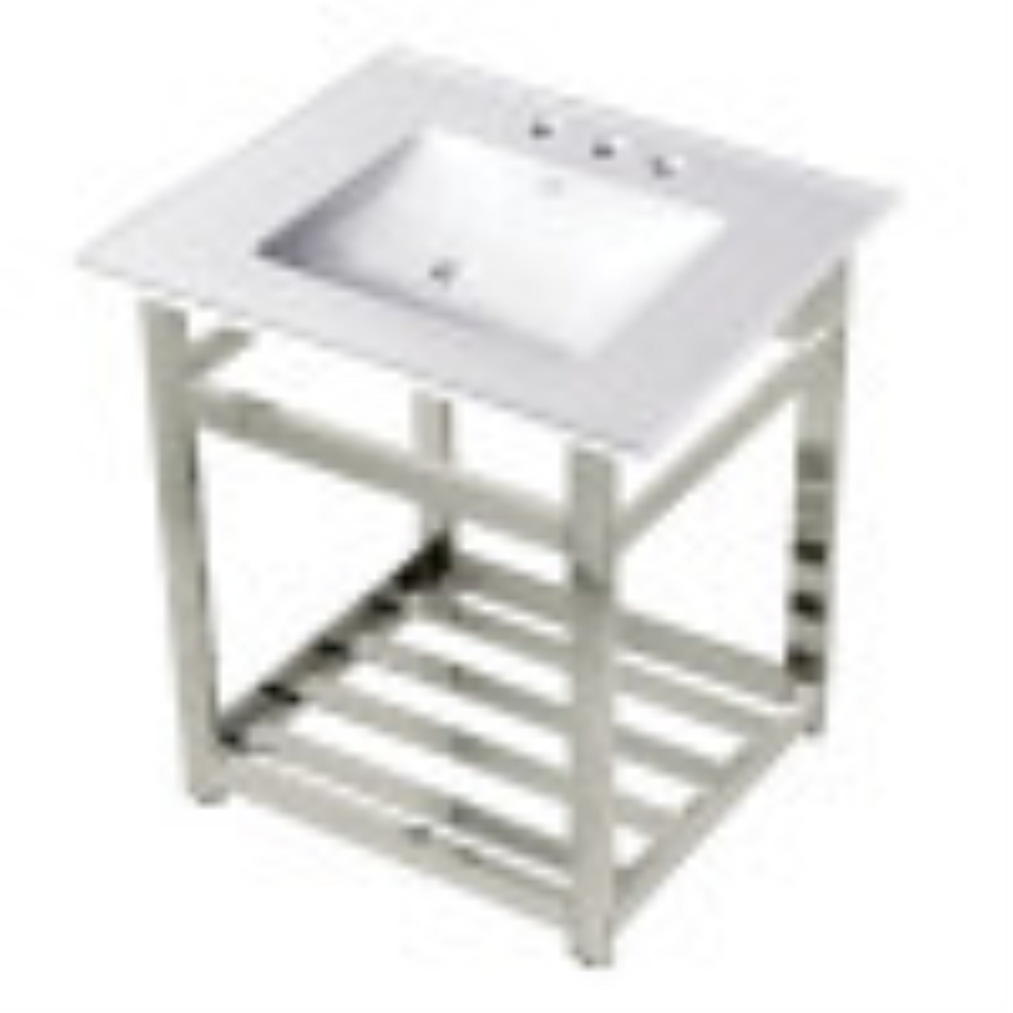 Kingston Brass Vwp2522W4A6 25-Inch Ceramic Console Sink (4-Inch, 3-Hole), White/Polished Nickel
