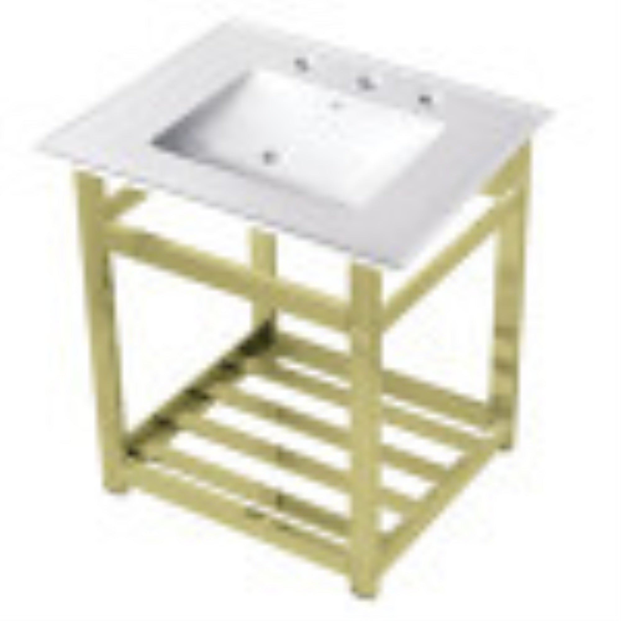 Kingston Brass Vwp2522W8A2 25-Inch Ceramic Console Sink (8-Inch, 3-Hole), White/Polished Brass