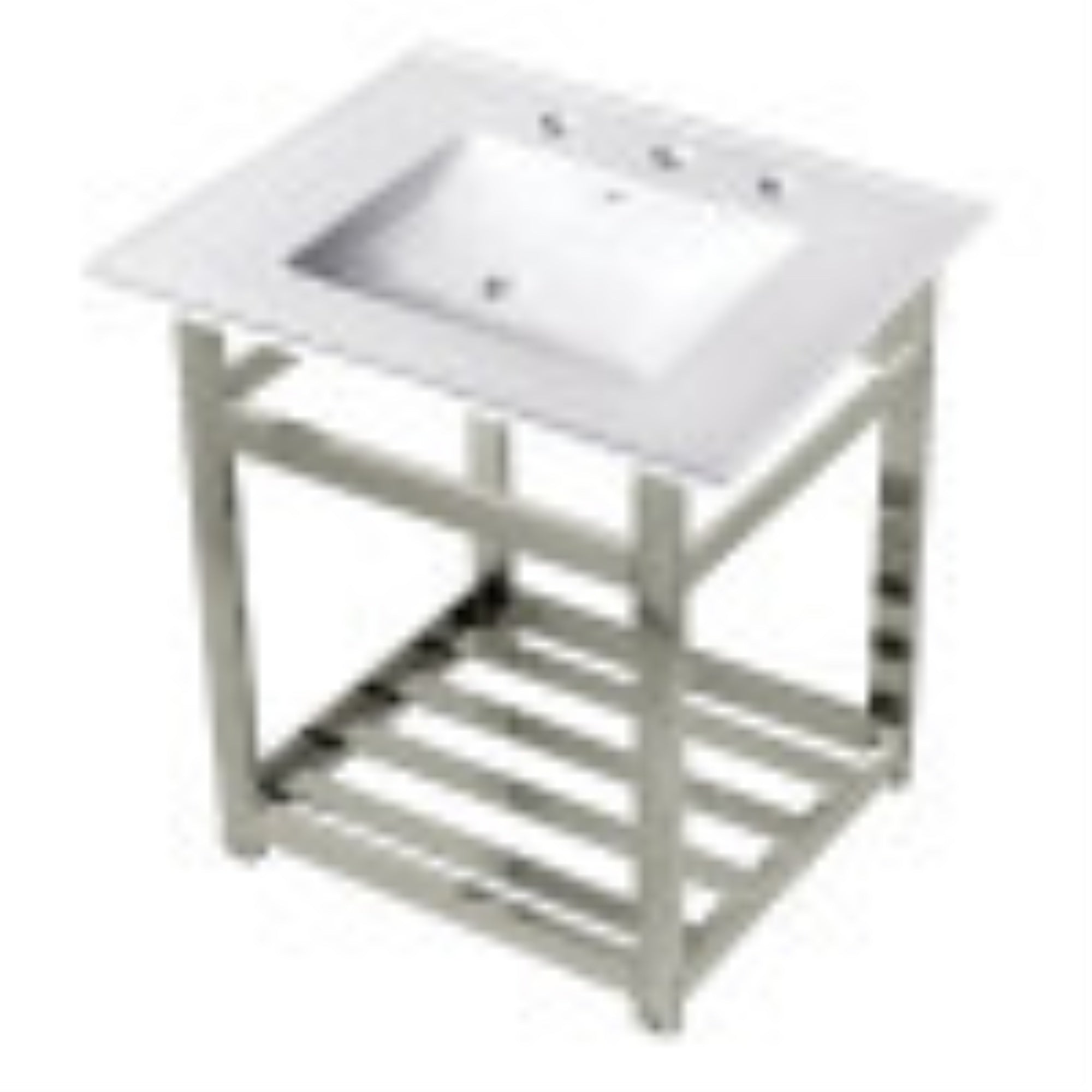 Kingston Brass Vwp2522W8A6 25-Inch Ceramic Console Sink (8-Inch, 3-Hole), White/Polished Nickel
