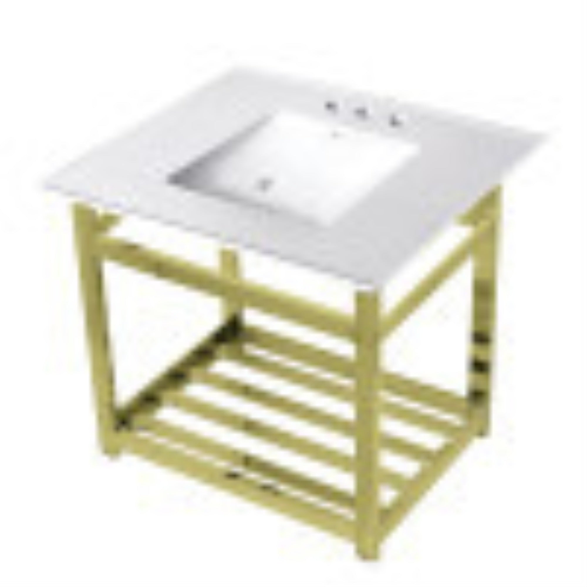 Kingston Brass Vwp3122W4A2 31-Inch Ceramic Console Sink (4-Inch, 3-Hole), White/Polished Brass