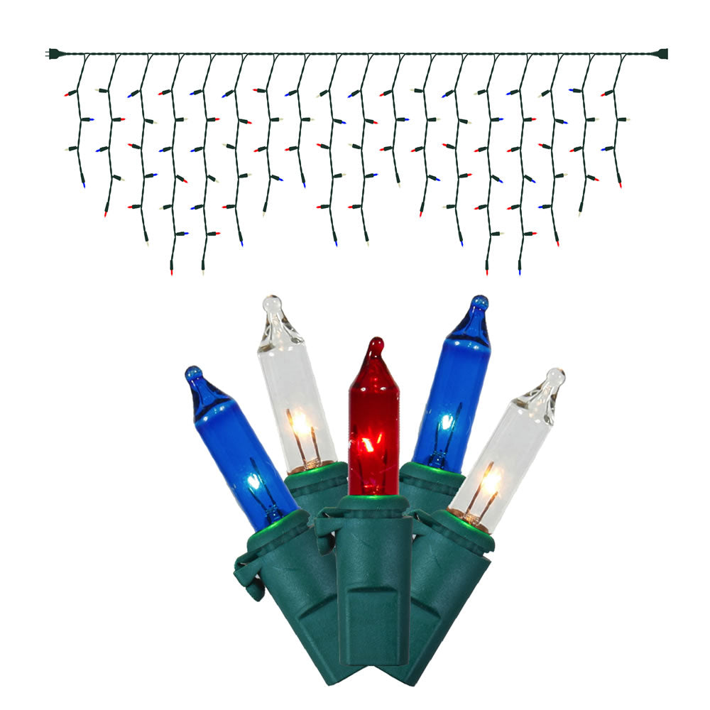 Vickerman 100Lt Red Wht Blu/GW Icicle Ec Set 9' L - W6G4311