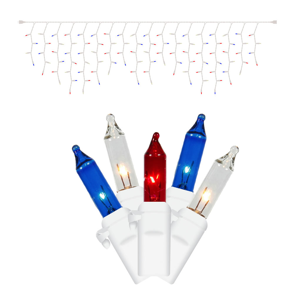 Vickerman 100Lt Red-White-Blue/Ww Icicle Ec Set 9' - W6W4331