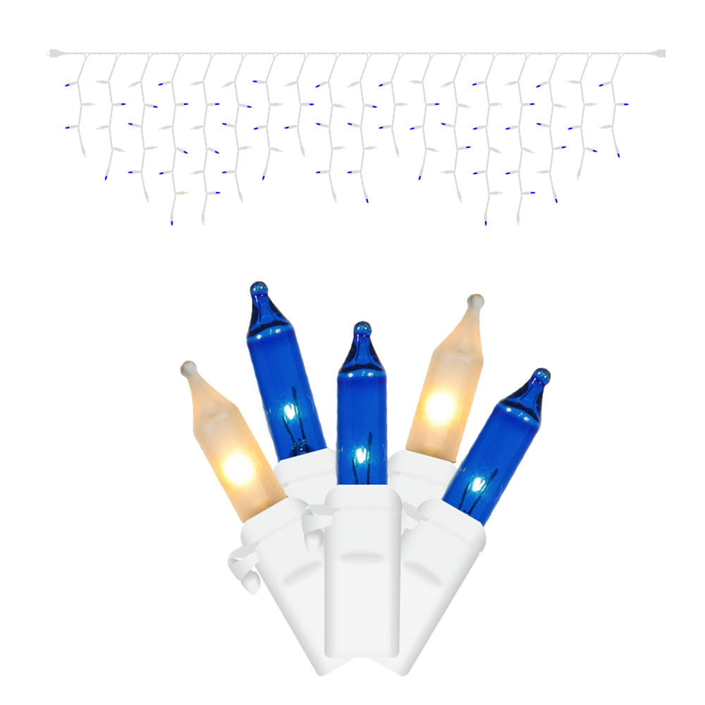 Vickerman 100Lt Blue/White/Ww Icicle Set 9'L Box - W6W4334