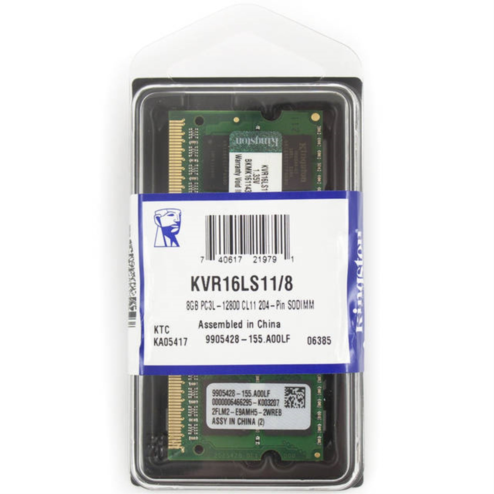 Kingston Valueram Kvr16Ls11/8 Ddr3L-1600 Sodimm 8Gb/1Gx64 Cl11 Notebook Memory