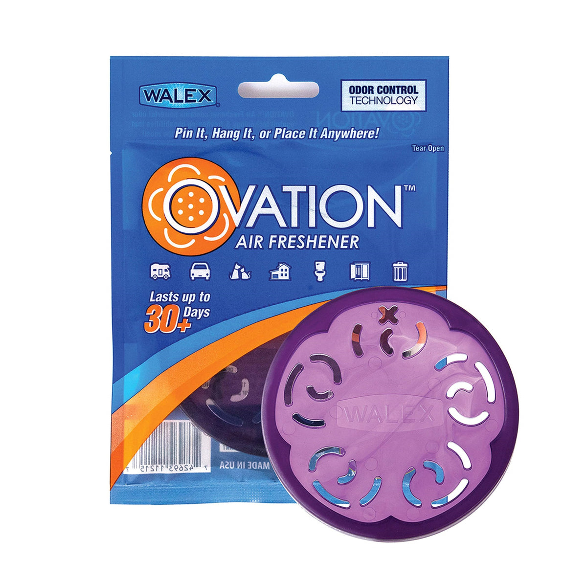 Walex Ovation Portable Air Freshener Discs, Solid Odor Control Deodorizer For Toilets, Rv Trailers, Boats, Cars, Ovaflav1, Lavender, Pack Of 1