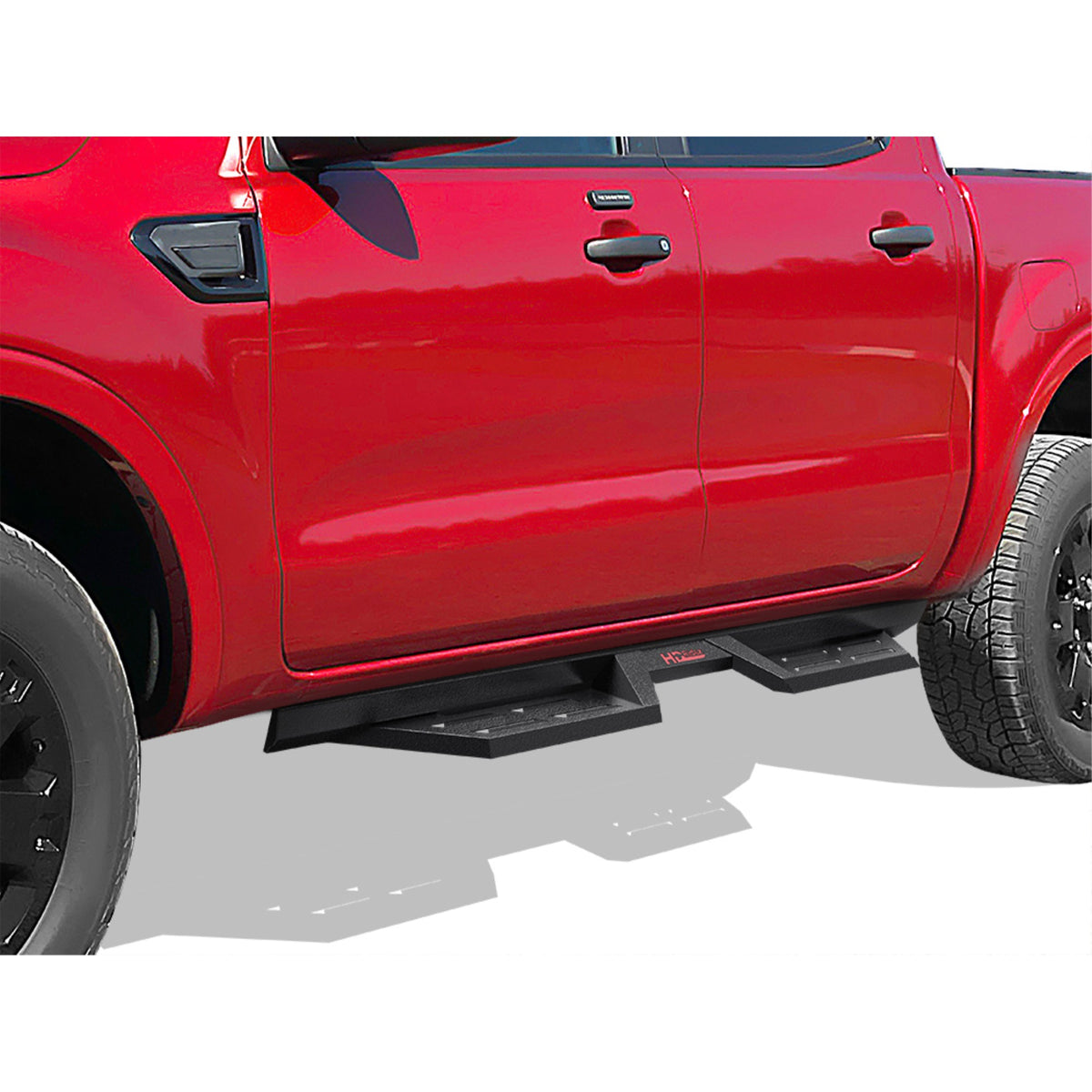 2019-2022 Ford Ranger Super Crew Cab| 4-Door Carbon Steel Black Finish Door 2 Door Drop Style Side Step Nerf Bar Ds