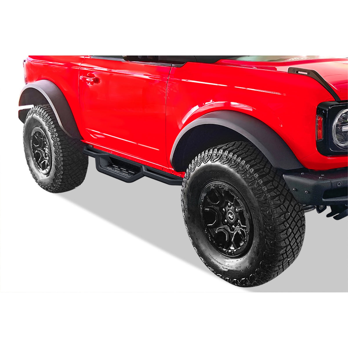 2021-2022 Ford Bronco 2 Door Carbon Steel Black Finish Round Tube Drop Style Side Step Nerf Bar
