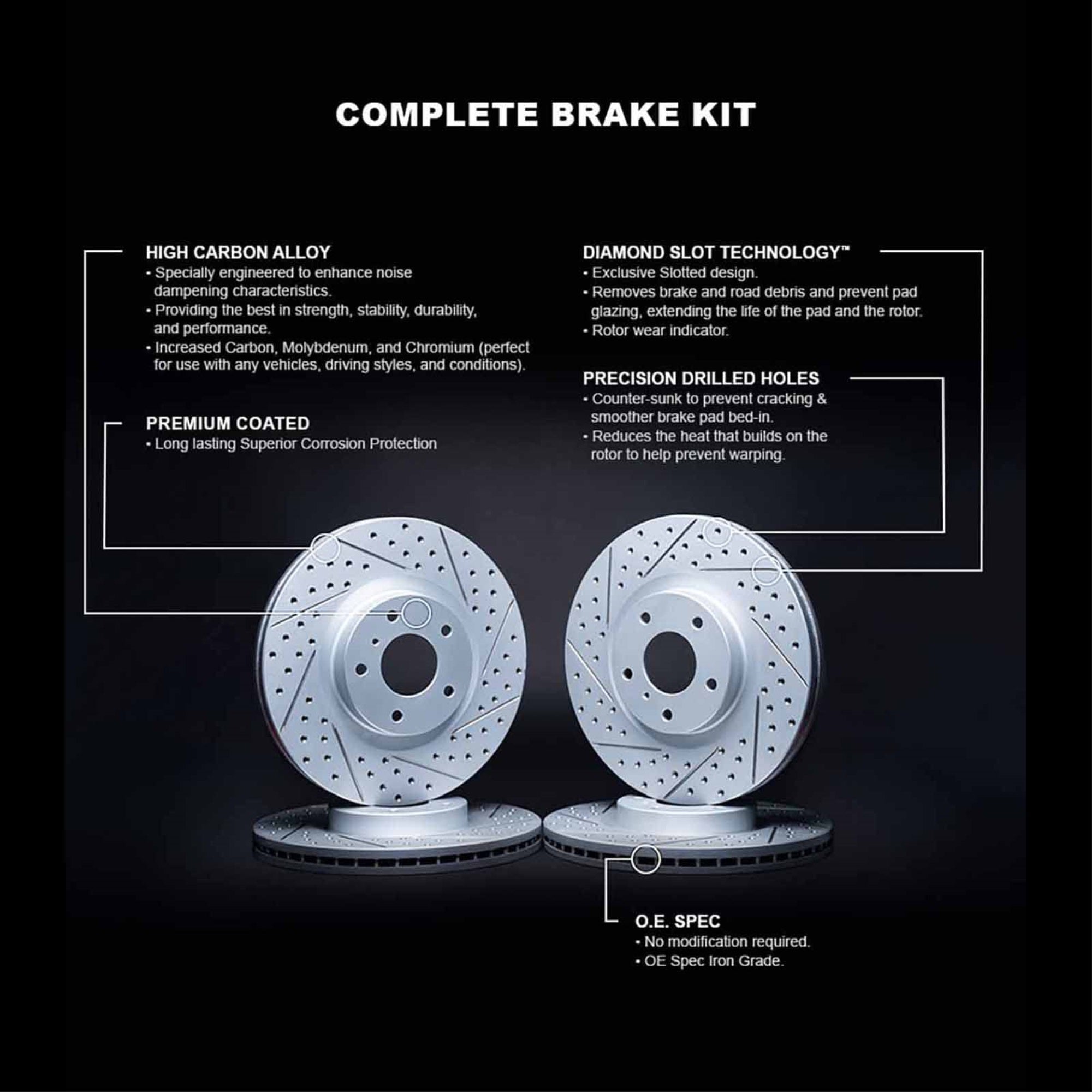 R1 Concepts Drilled And Slotted Carbon Coated Disc Brake Rotor Set Wbpn2-75018