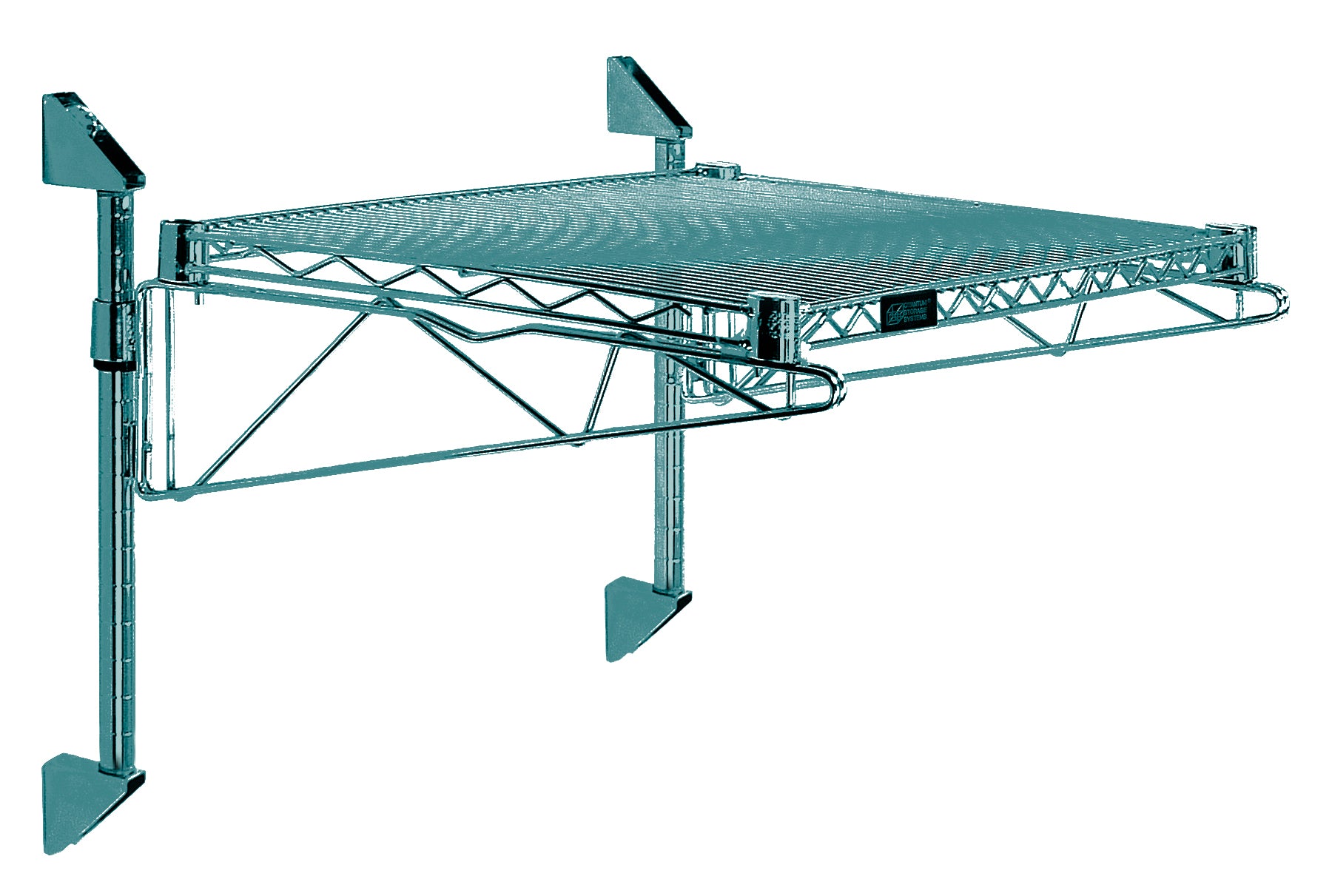 Cantilever Single Shelf Post Wall Mount, (1) 72"W x 21"D shelf, (2) 14" posts, (2) 21" cantilevers and (2) mounting brackets, green epoxy antimicrobial finish, NSF
