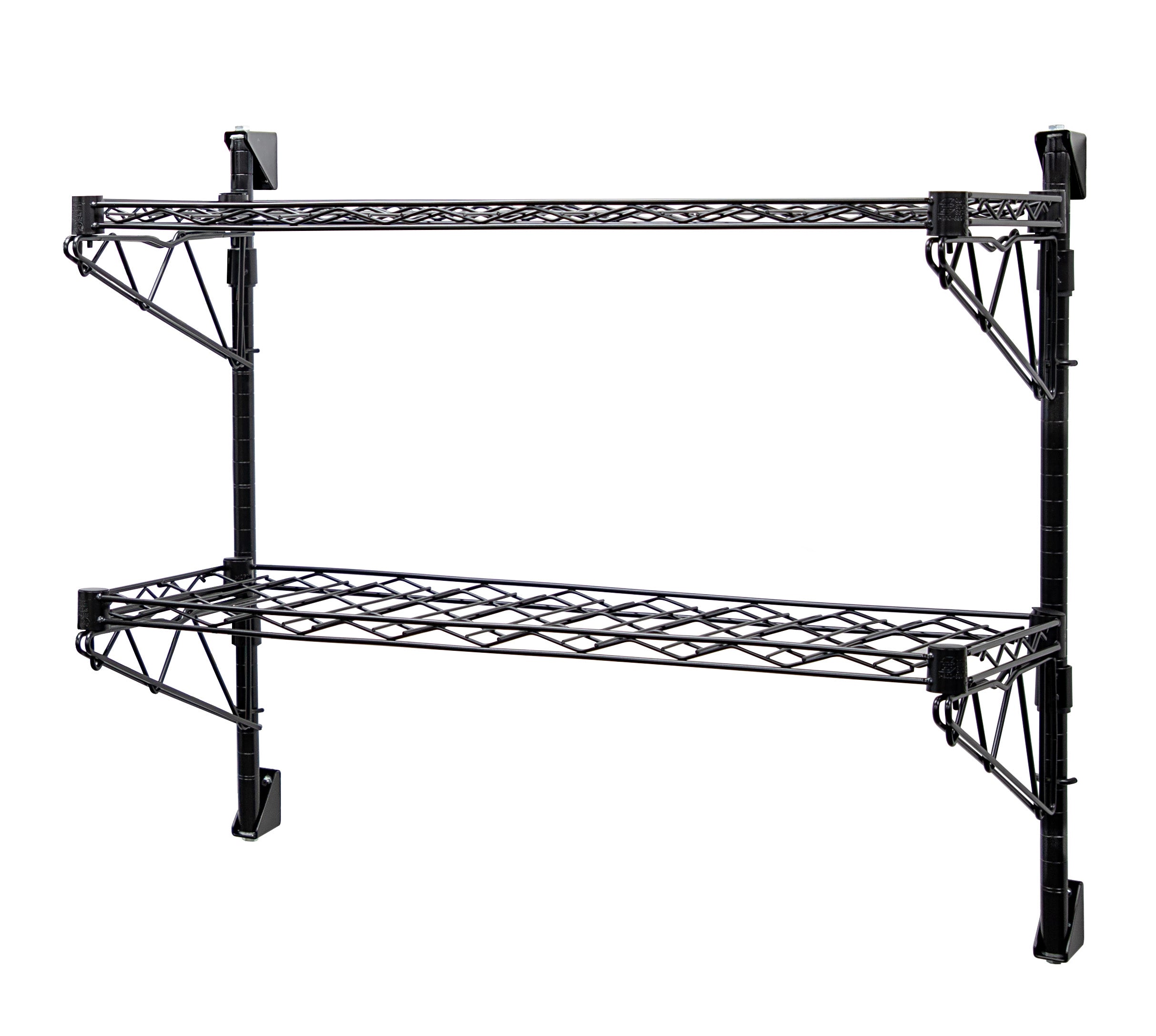 Cantilever Single WIne Shelf Post Wall Mount, (2) 48"W x 14"D wine shelf, (2) 34" posts, (4) 34" single post cantilevers and (4) mounting brackets, chrome plated finish, NSF