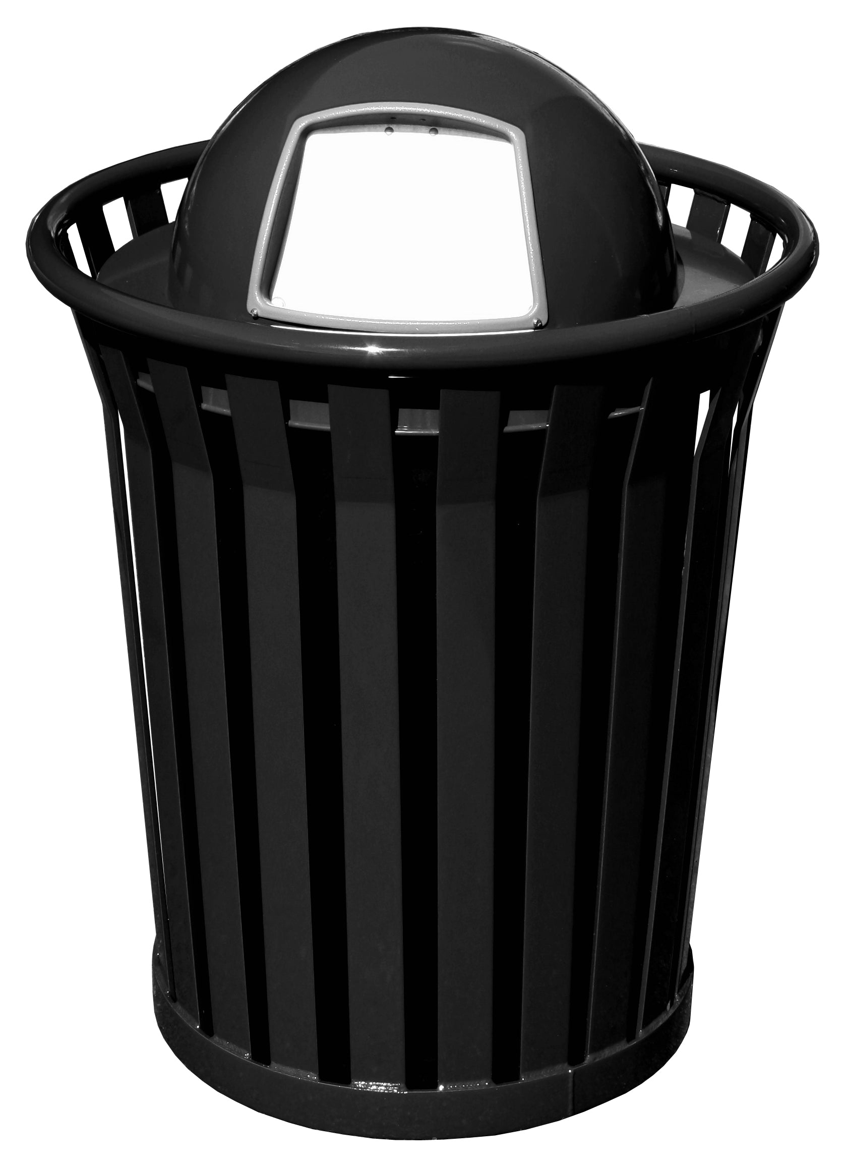 Ergode Outdoor Trash Receptacle - Durable Steel, Dome Top Lid, Graffiti-Resistant, Leveling Feet, Anchor Kit, Lid Attachment Kit