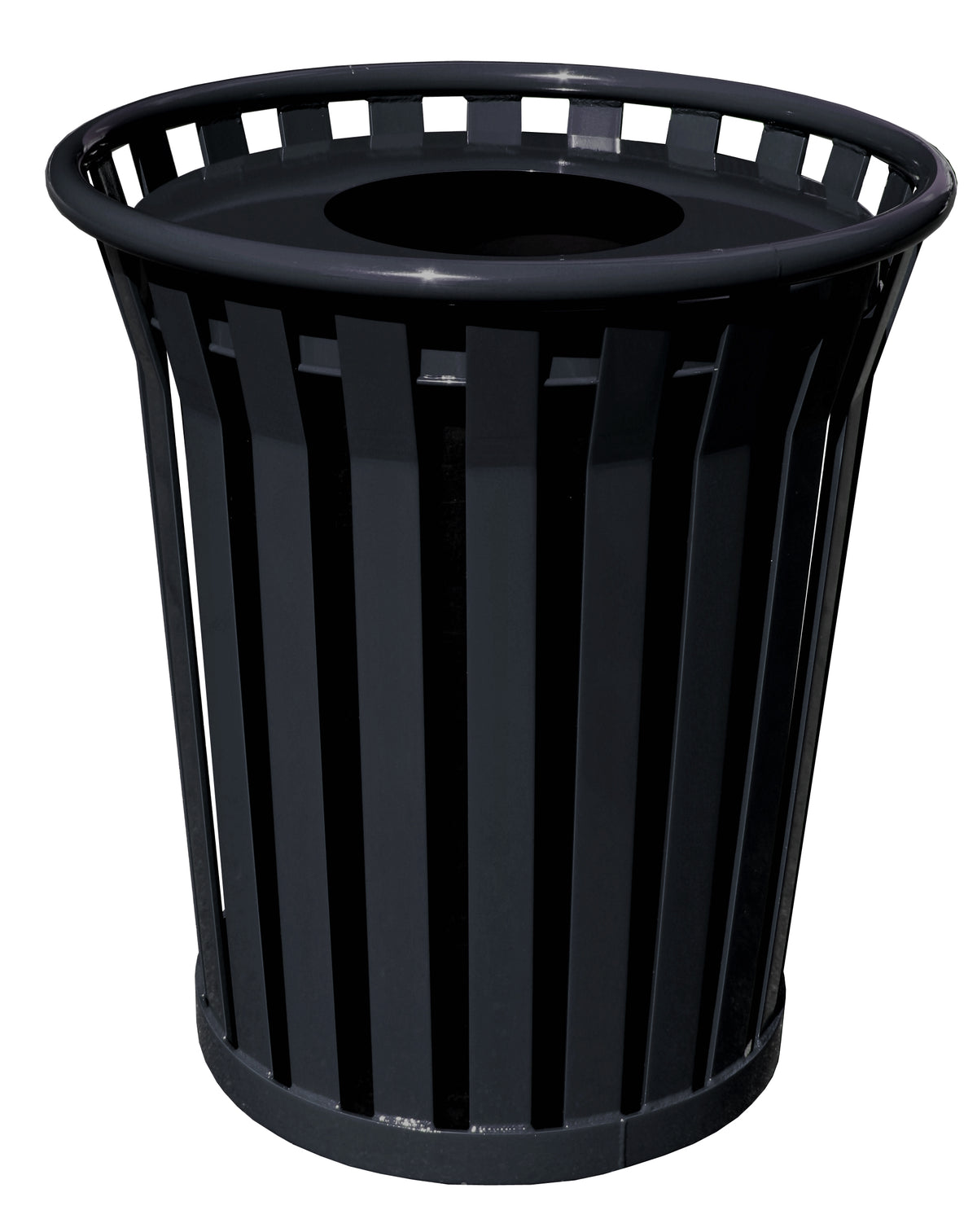 Durable Steel Outdoor Trash Receptacle With Flat Top Lid - Wc3600-Ft-Bk-Vv. Includes Leveling Feet, Anchor Kit, Lid Attachment K