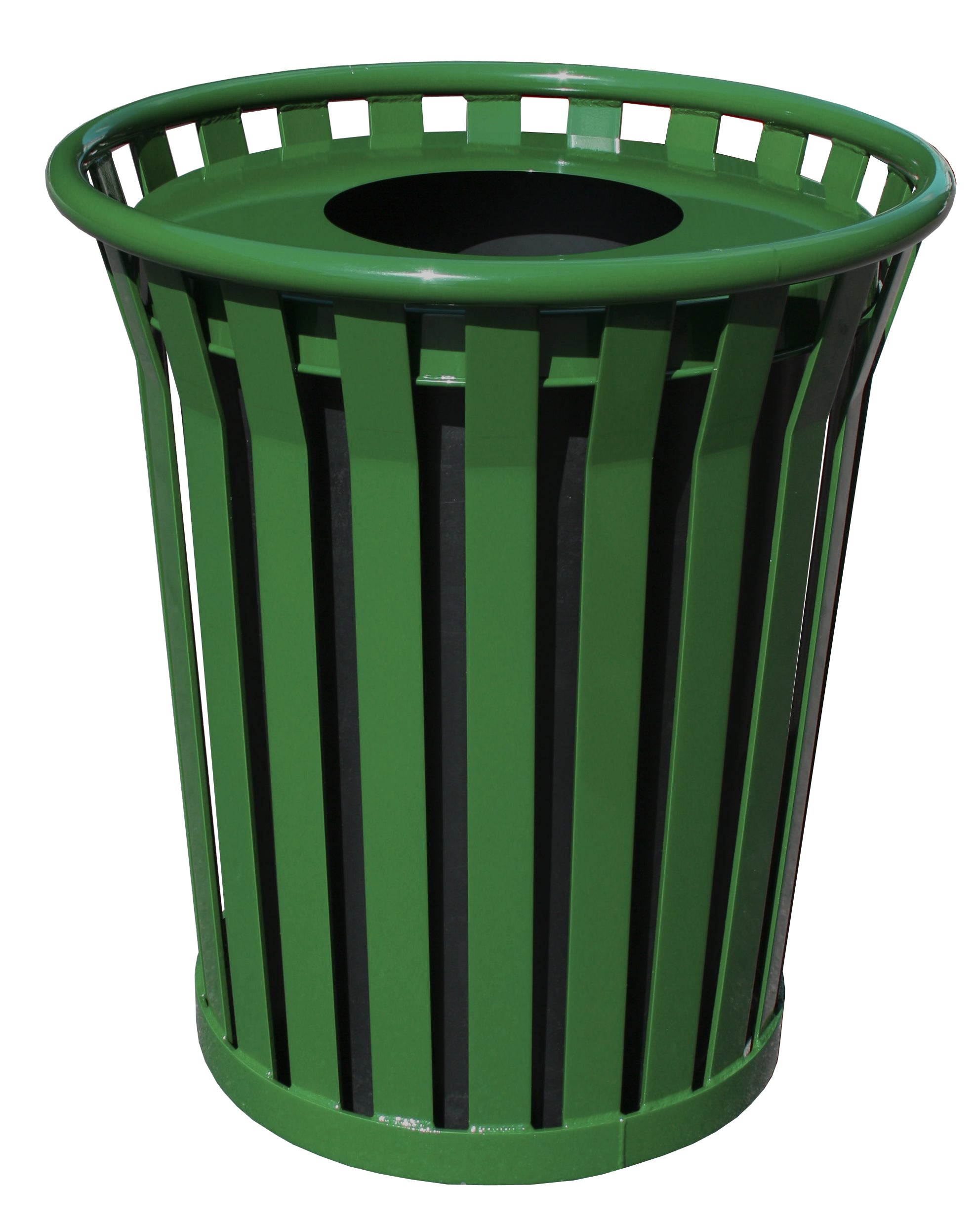 Ergode Wc3600-Ft-Gn-Vv Outdoor Trash Receptacle - Durable Steel, Flat Top Lid, Graffiti-Proof, Leveling Feet, Anchor Kit, Lid At