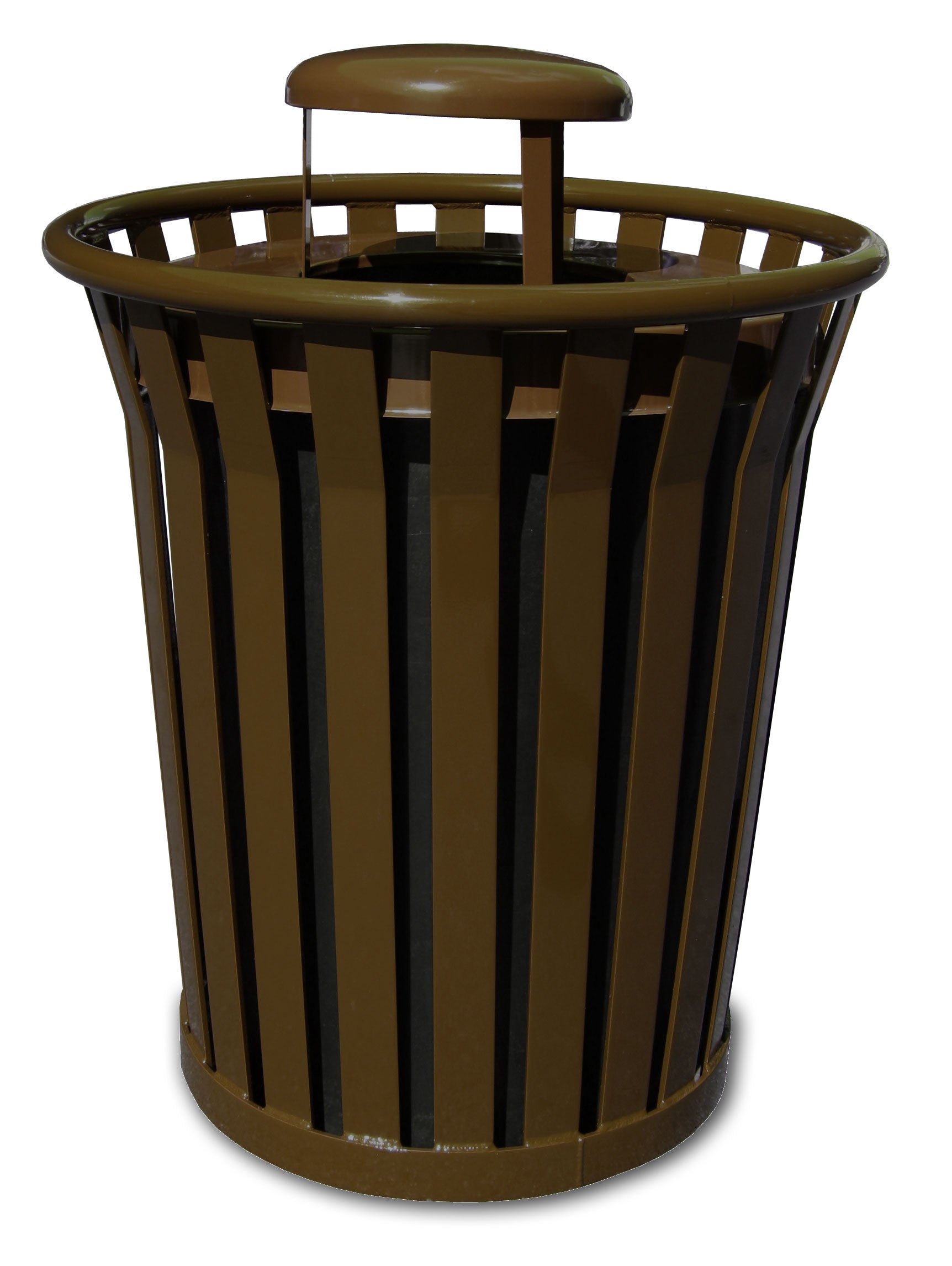 Ergode Wc3600-Rc-Bn-Vv Outdoor Trash Receptacle With Rain Cap Lid, Durable Steel Construction, Graffiti Deterrent, Leveling Feet