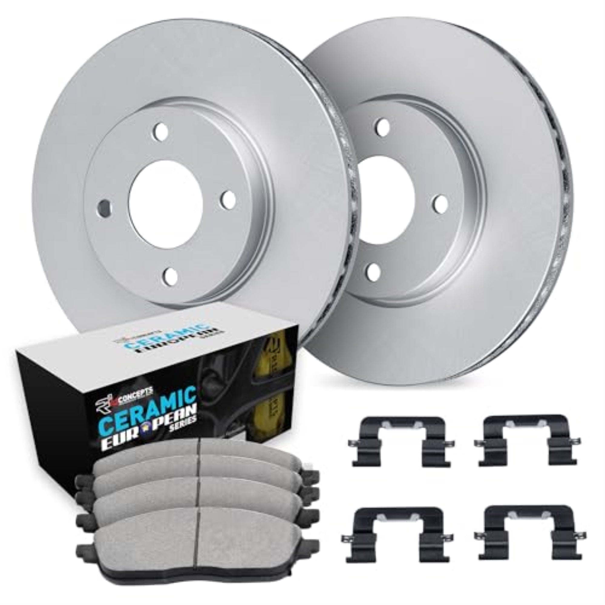 R1 Concepts Carbon Coated Disc Brake Rotor Set With Euro Ceramic Pads And Hardware Wdth1-32007