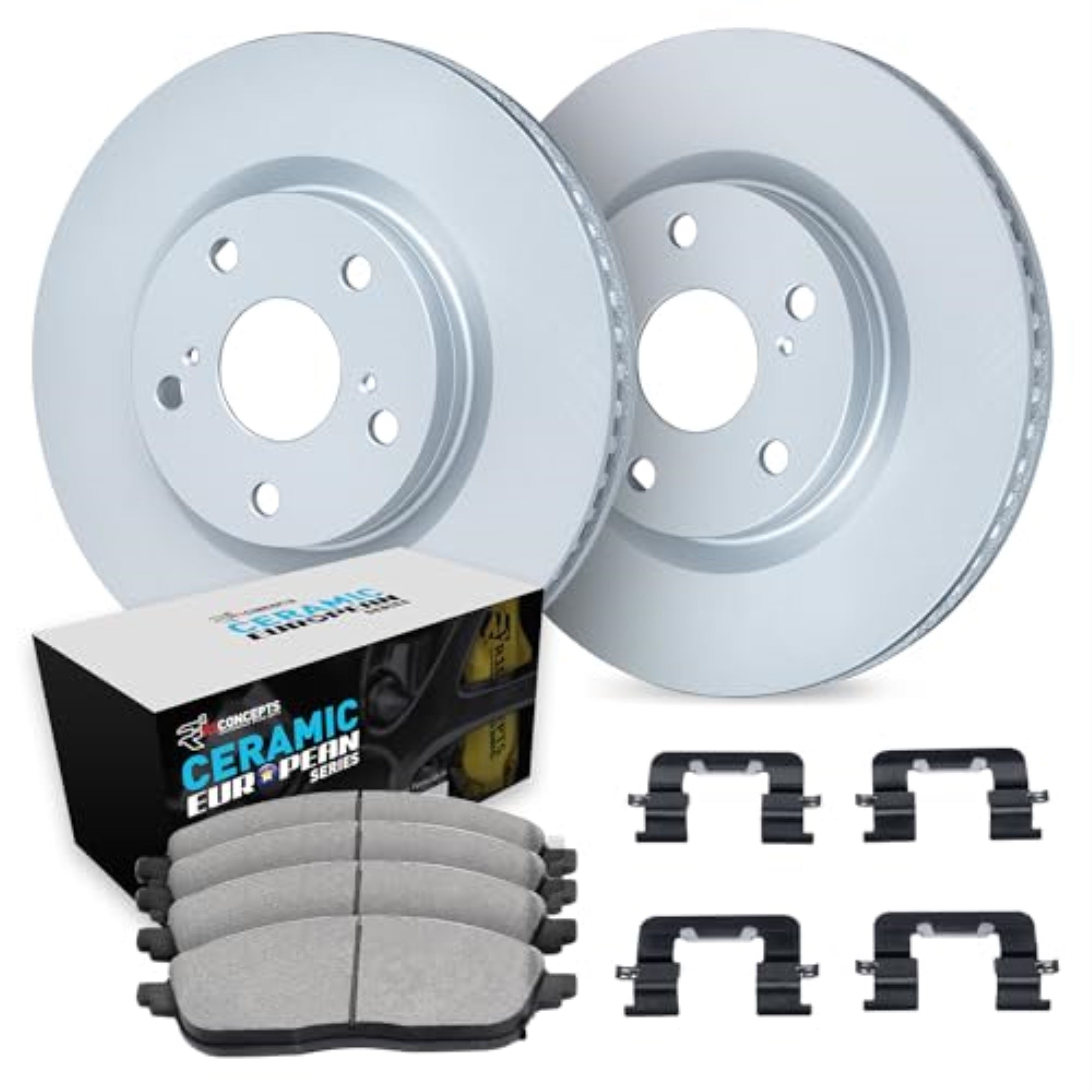 R1 Concepts Carbon Coated Disc Brake Rotor Set With Euro Ceramic Pads And Hardware Wdth1-42012