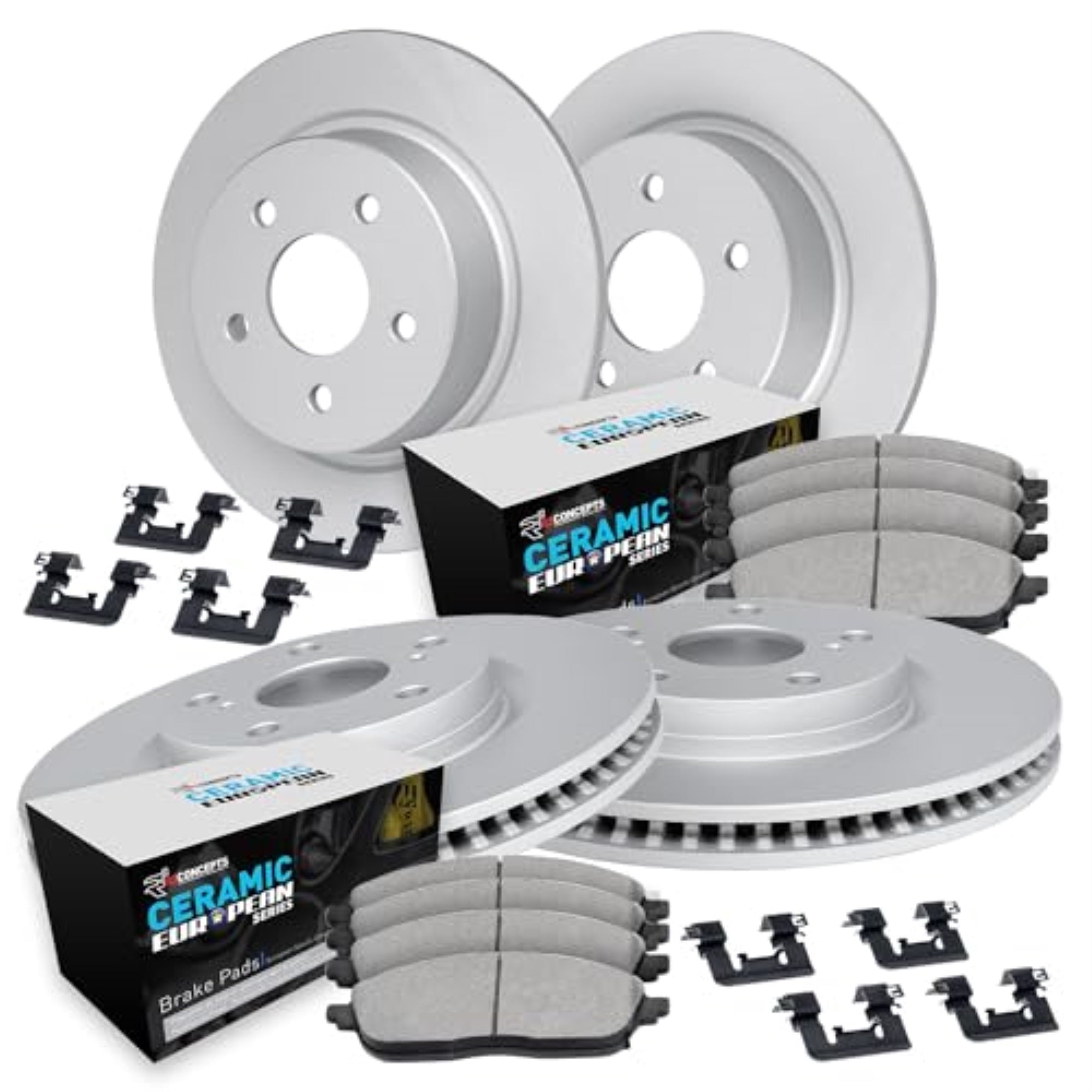 R1 Concepts Carbon Coated Disc Brake Rotor Set With Euro Ceramic Pads And Hardware Wdth2-11018