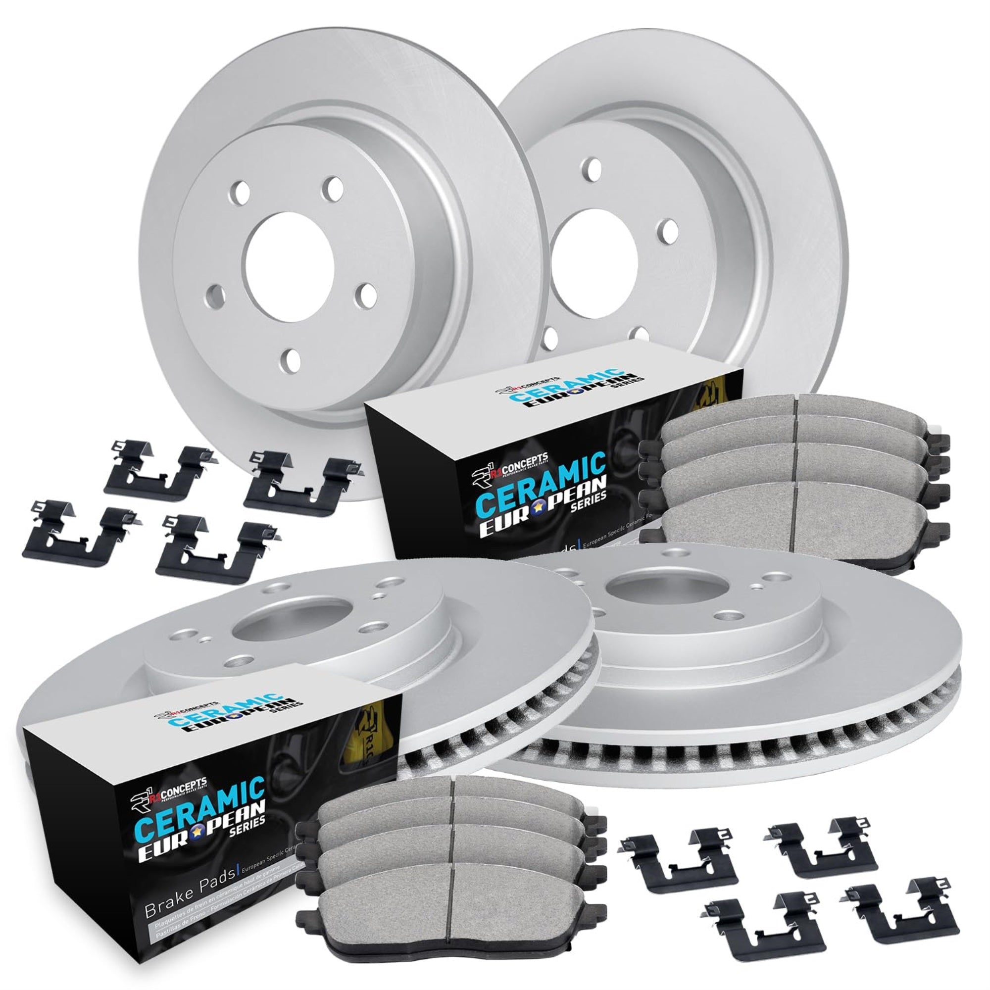R1 Concepts Carbon Coated Disc Brake Rotor Set With Euro Ceramic Pads And Hardware Wdth2-11316