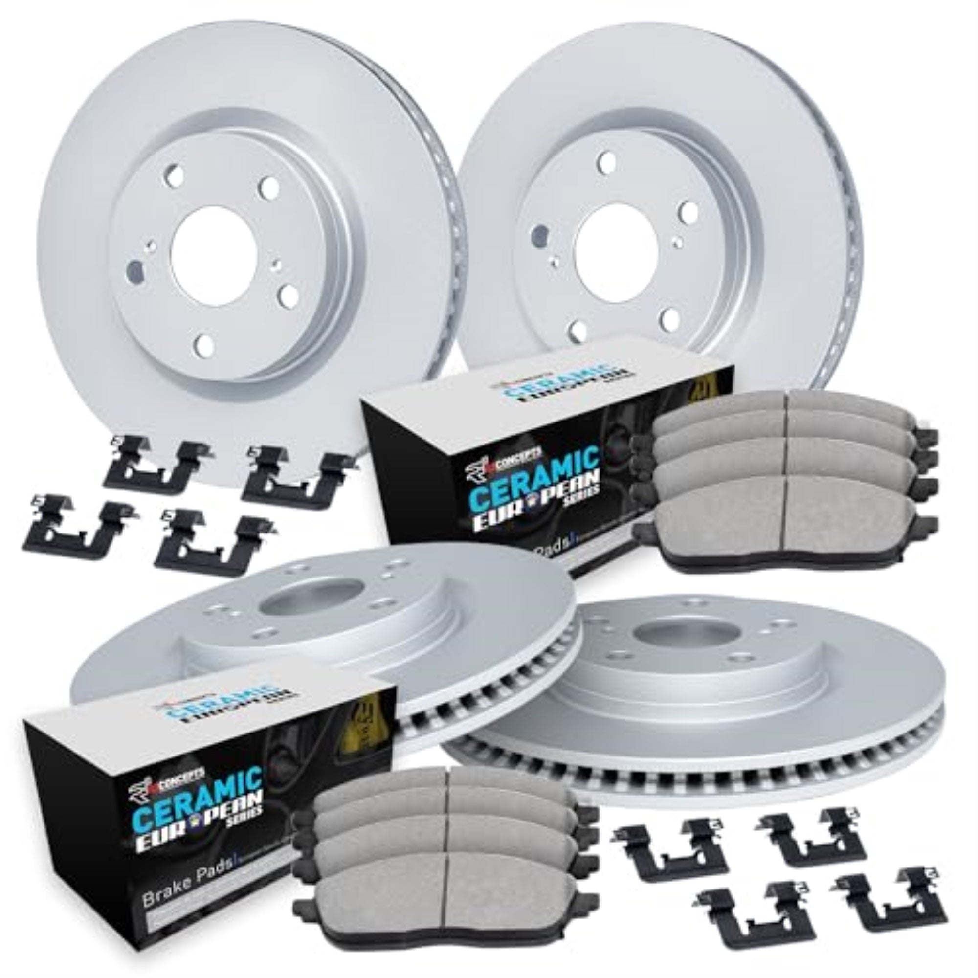 R1 Concepts Carbon Coated Disc Brake Rotor Set With Euro Ceramic Pads And Hardware Wdth2-11776