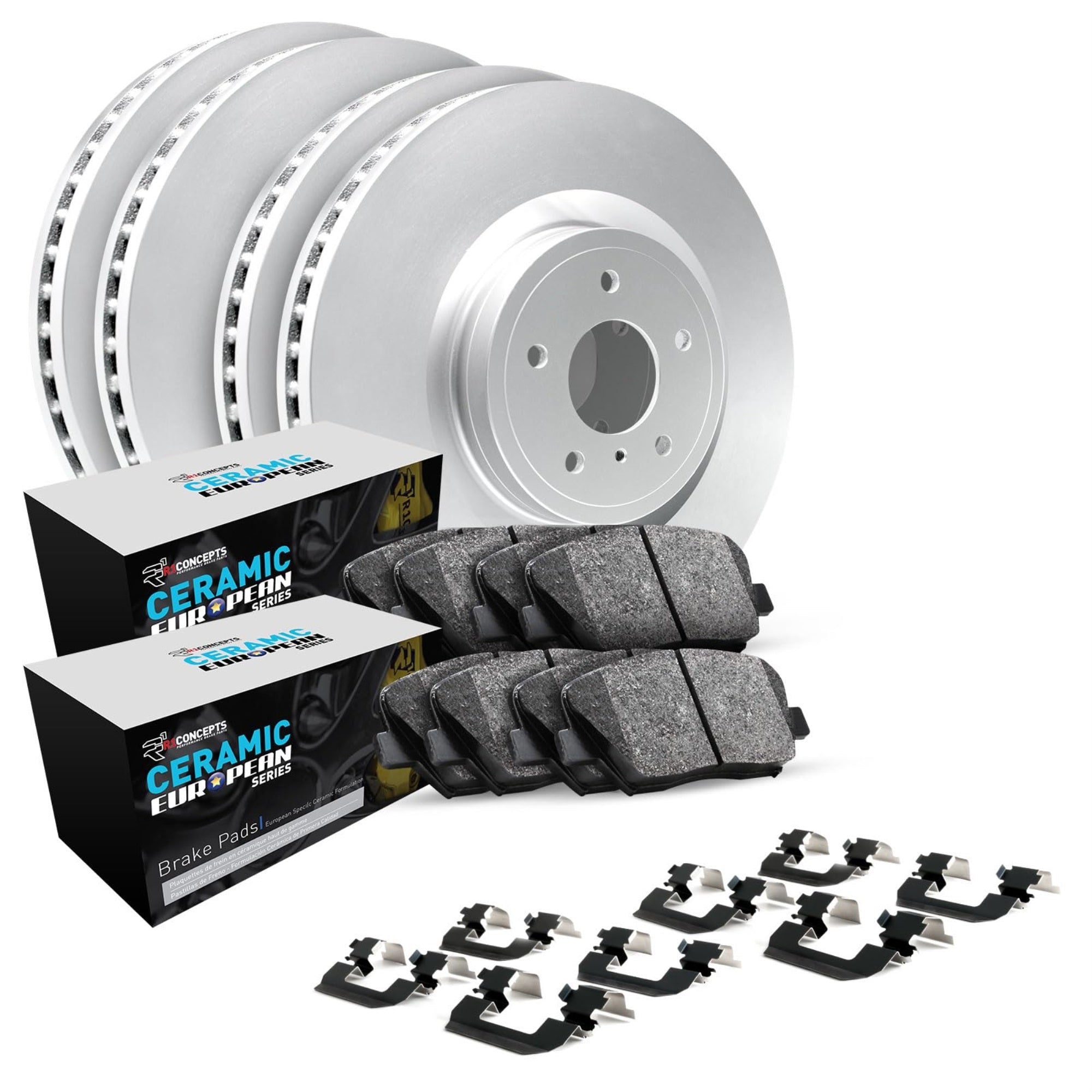 R1 Concepts Carbon Coated Disc Brake Rotor Set With Euro Ceramic Pads And Hardware Wdth2-12424