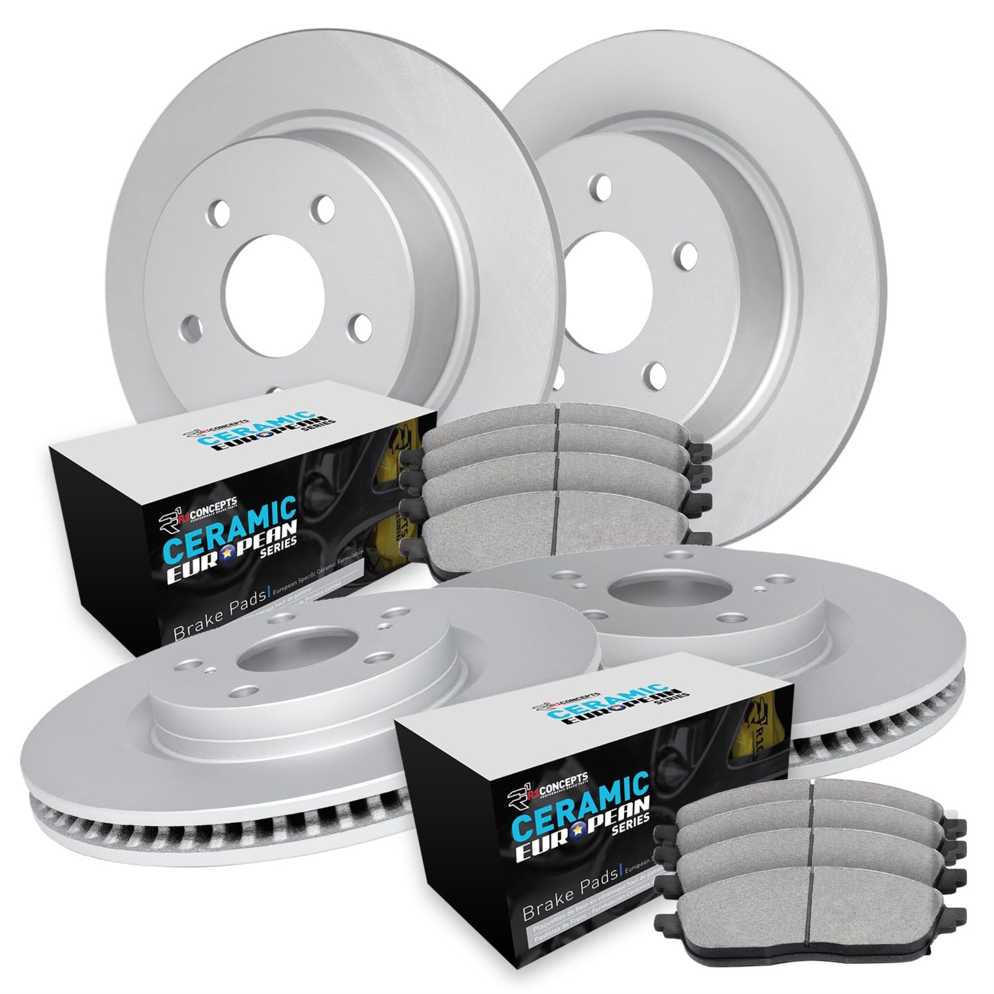 R1 Concepts Carbon Coated Disc Brake Rotor Set With Euro Ceramic Pads Wdtn2-12560