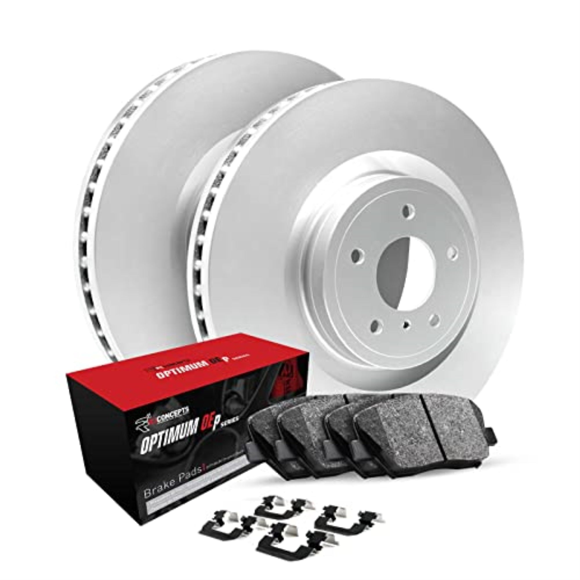R1 Concepts Carbon Coated Disc Brake Rotor Set With Optimum Oe Pads And Hardware Wduh1-42059
