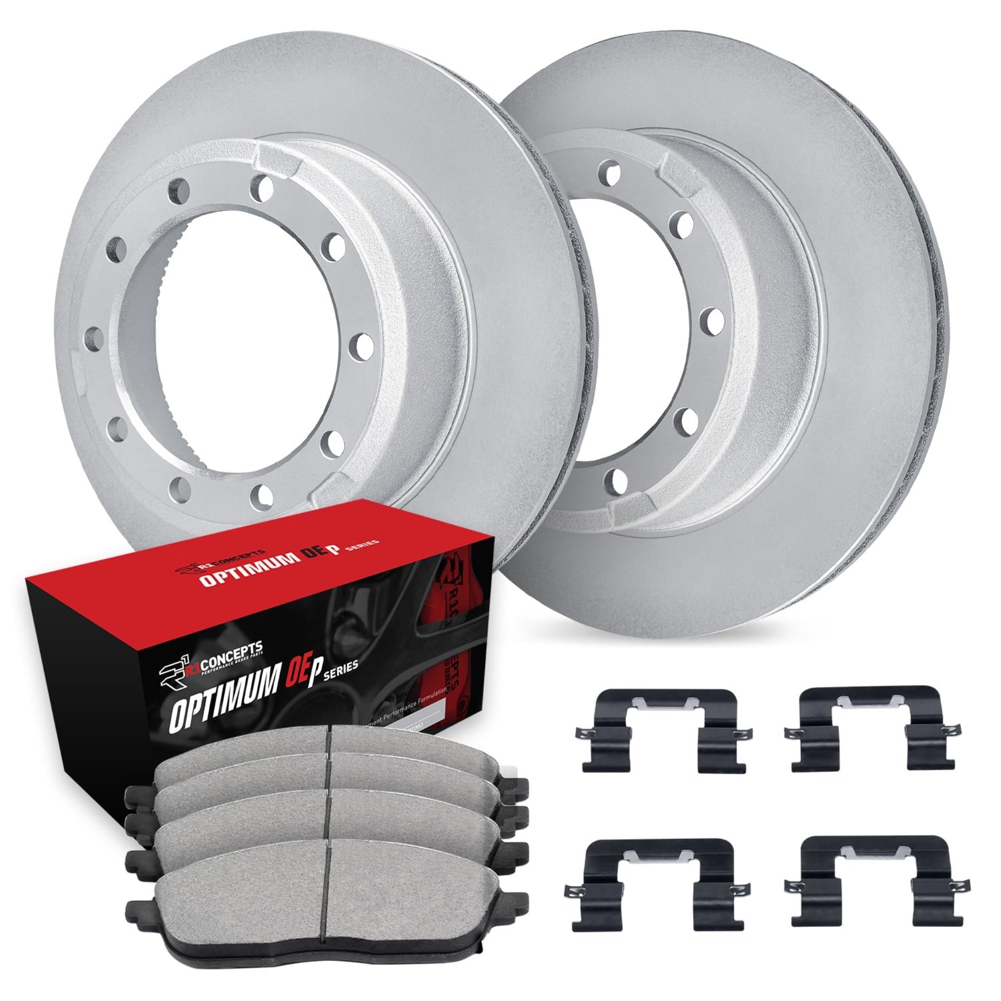 R1 Concepts Carbon Coated Disc Brake Rotor Set With Optimum Oe Pads And Hardware Wduh1-54247