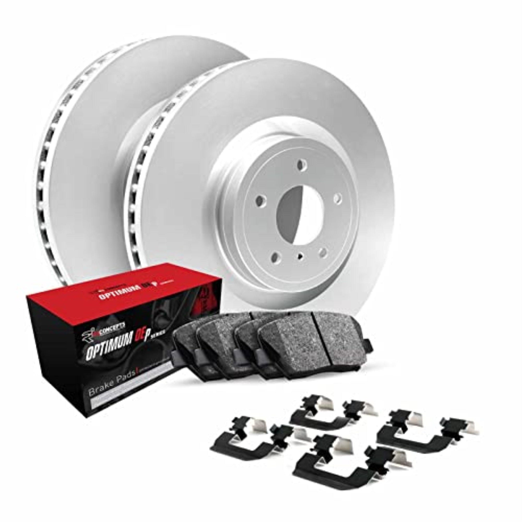 R1 Concepts Carbon Coated Disc Brake Rotor Set With Optimum Oe Pads And Hardware Wduh1-74132