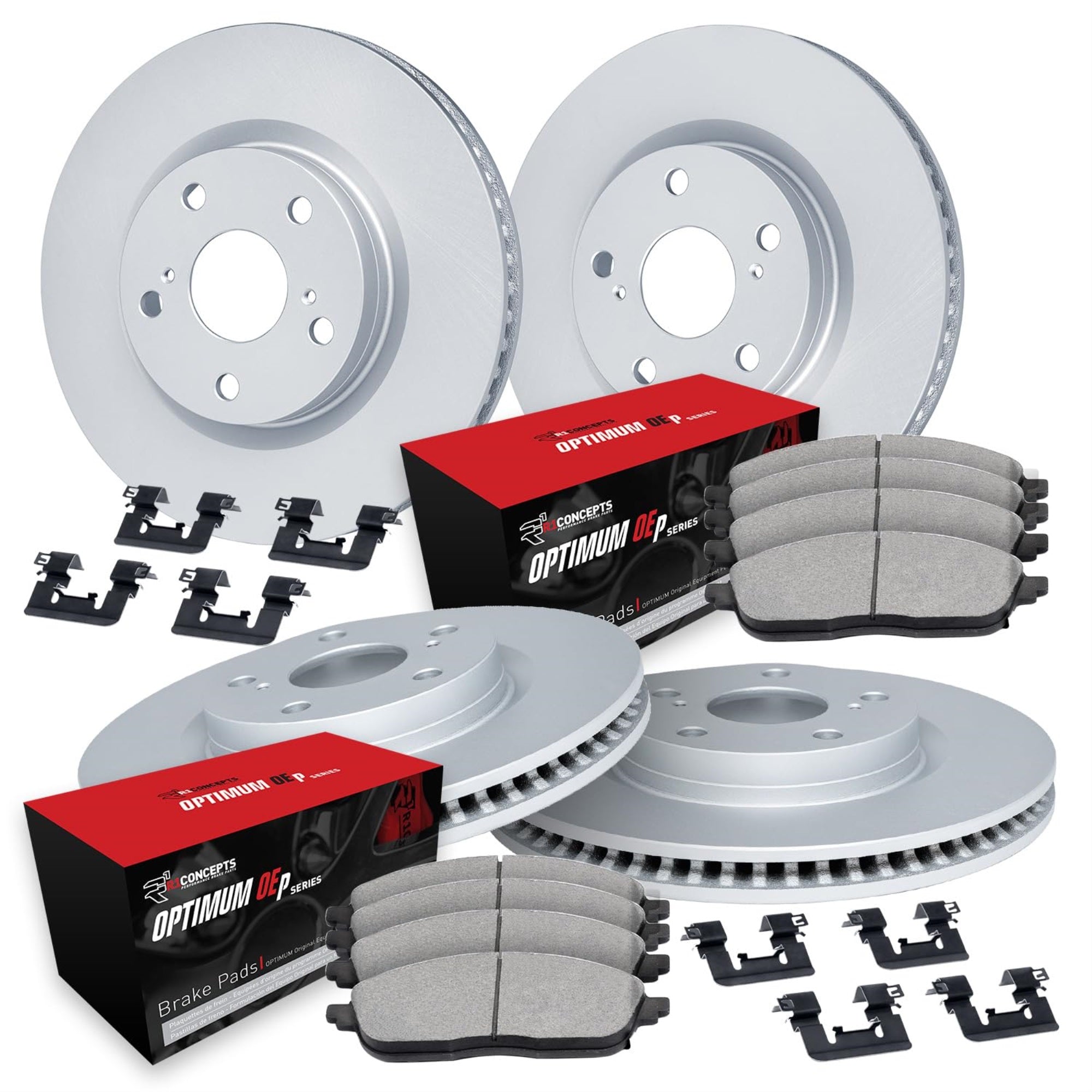 R1 Concepts Carbon Coated Disc Brake Rotor Set with Optimum Oe Pads and Hardware WDUH2-27036