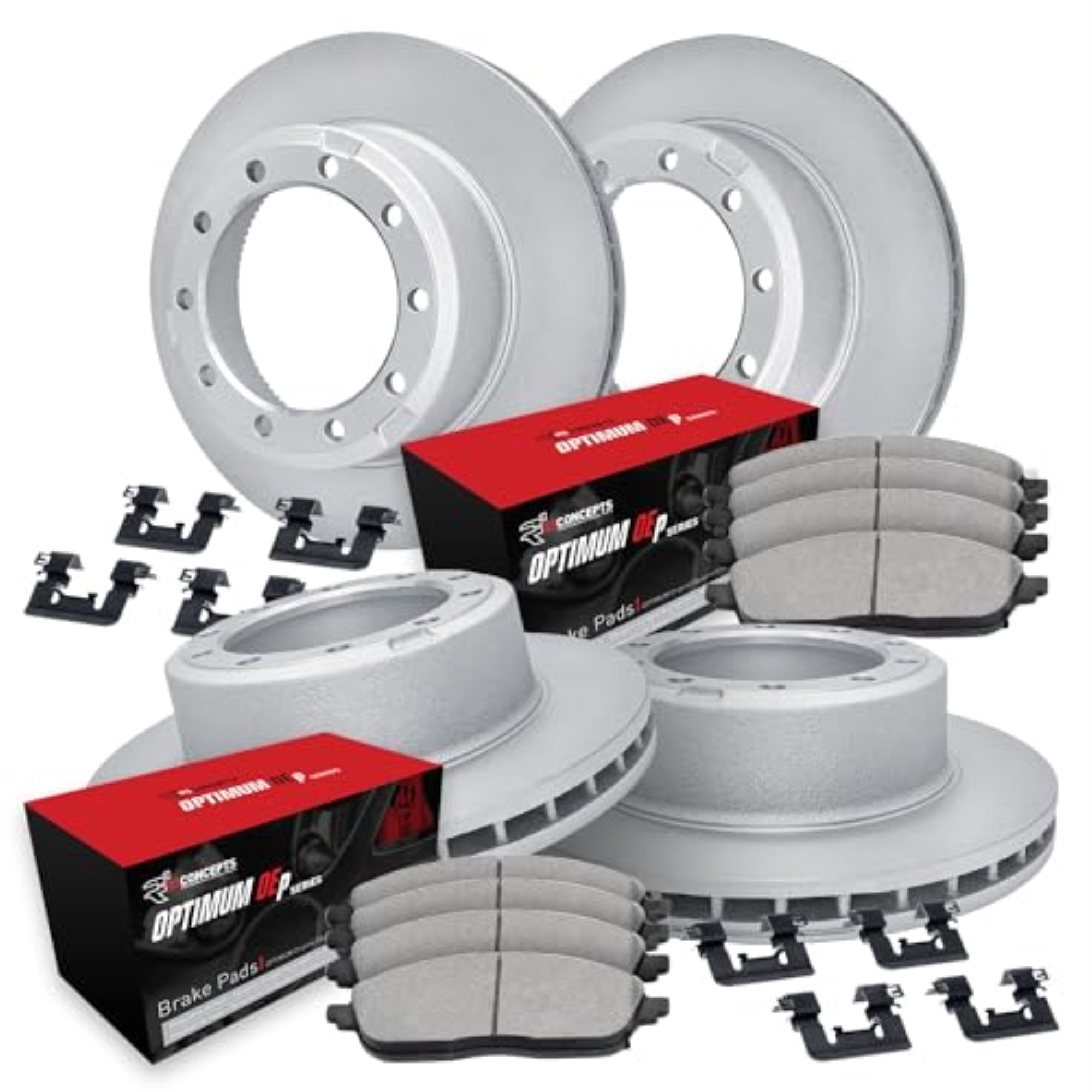 R1 Concepts Carbon Coated Disc Brake Rotor Set With Optimum Oe Pads And Hardware Wduh2-54328