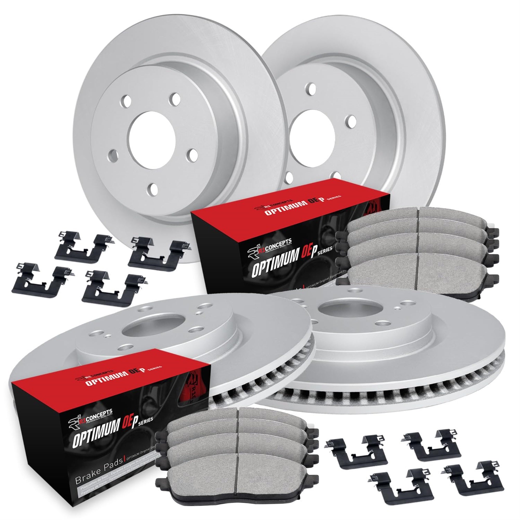R1 Concepts Carbon Coated Disc Brake Rotor Set with Optimum Oe Pads and Hardware WDUH2-74017
