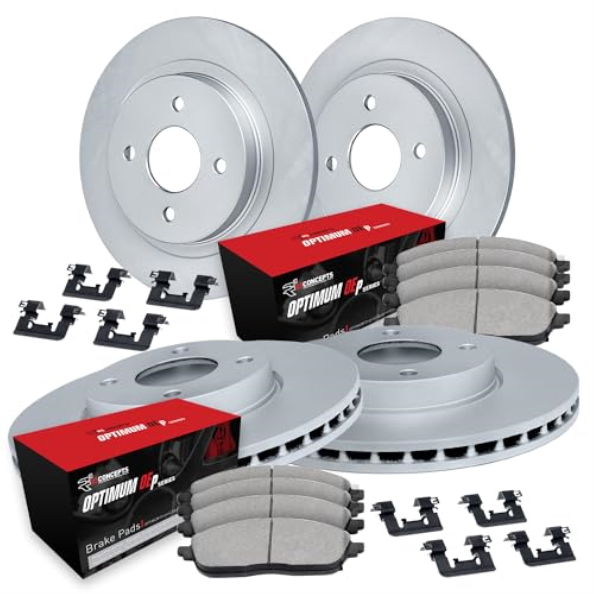 R1 Concepts Carbon Coated Disc Brake Rotor Set with Optimum Oe Pads and Hardware WDUH2-80002